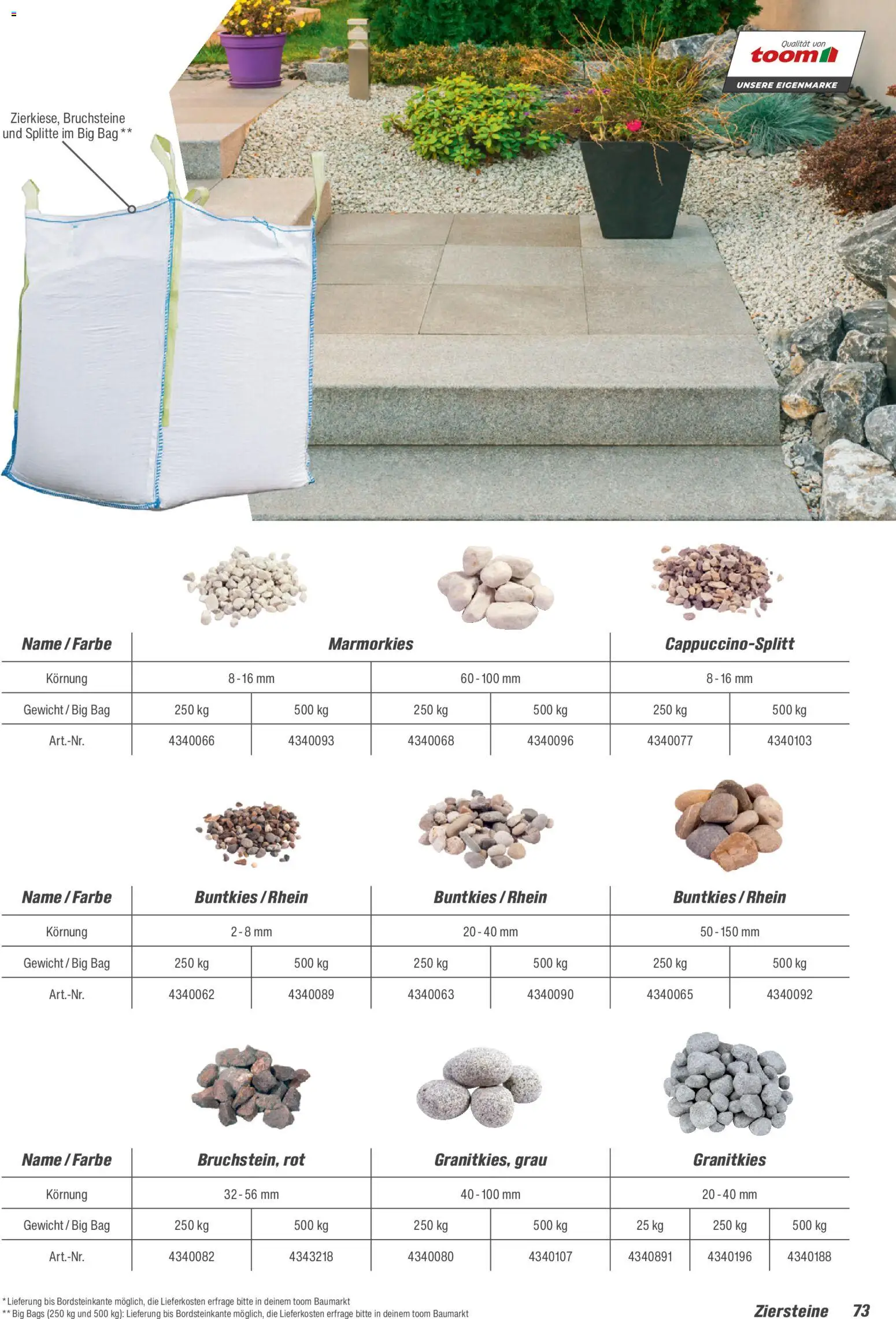 Toom Baumarkt Gartenbaustoffe 2026 – gültig ab 20.02.2026 | Seite: 73 | Produkte: Gewicht