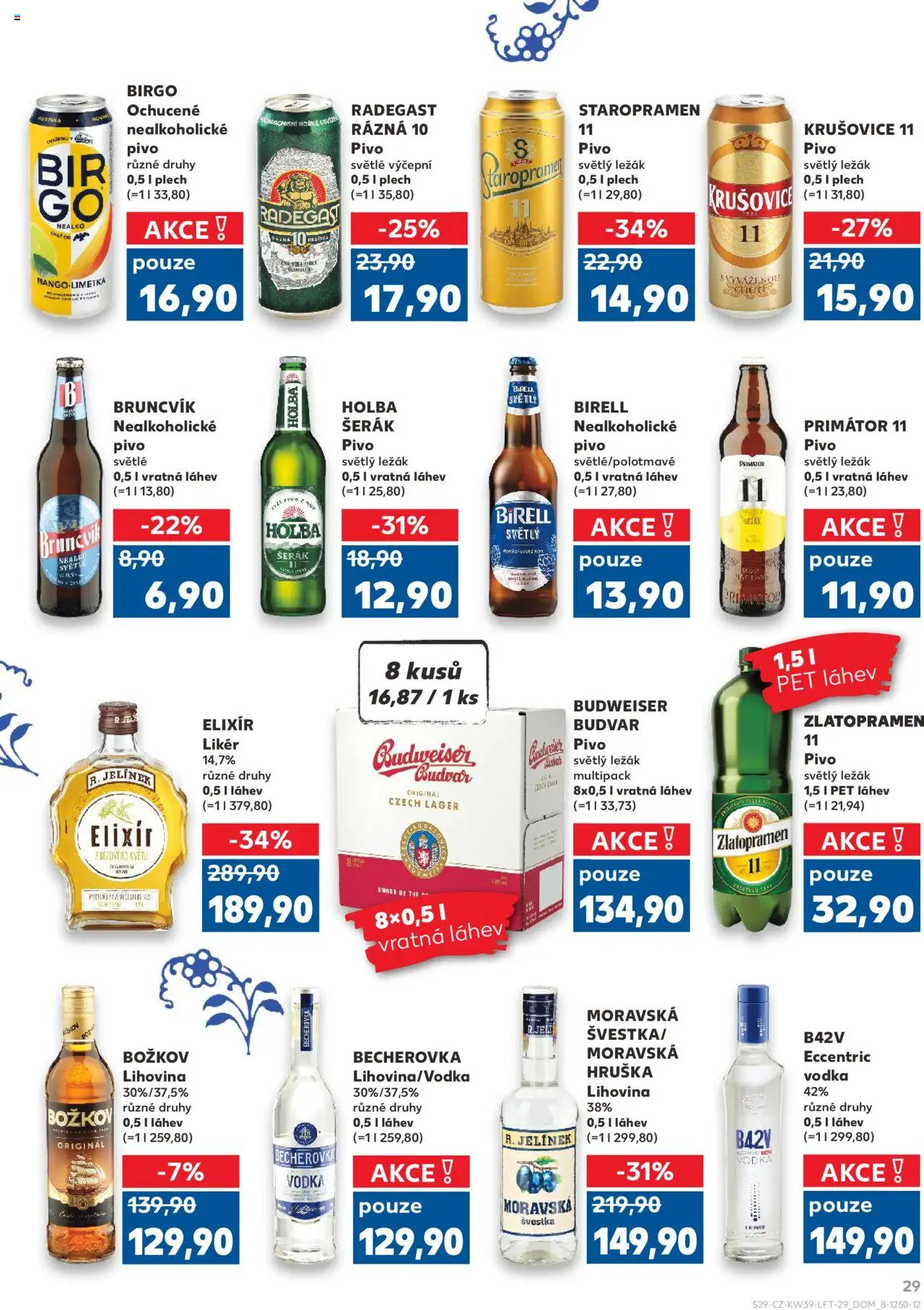 Kaufland leták od 24.09.2025 | Strana: 29 | Produkty: Budvar, Birell, Pivo, Láhev