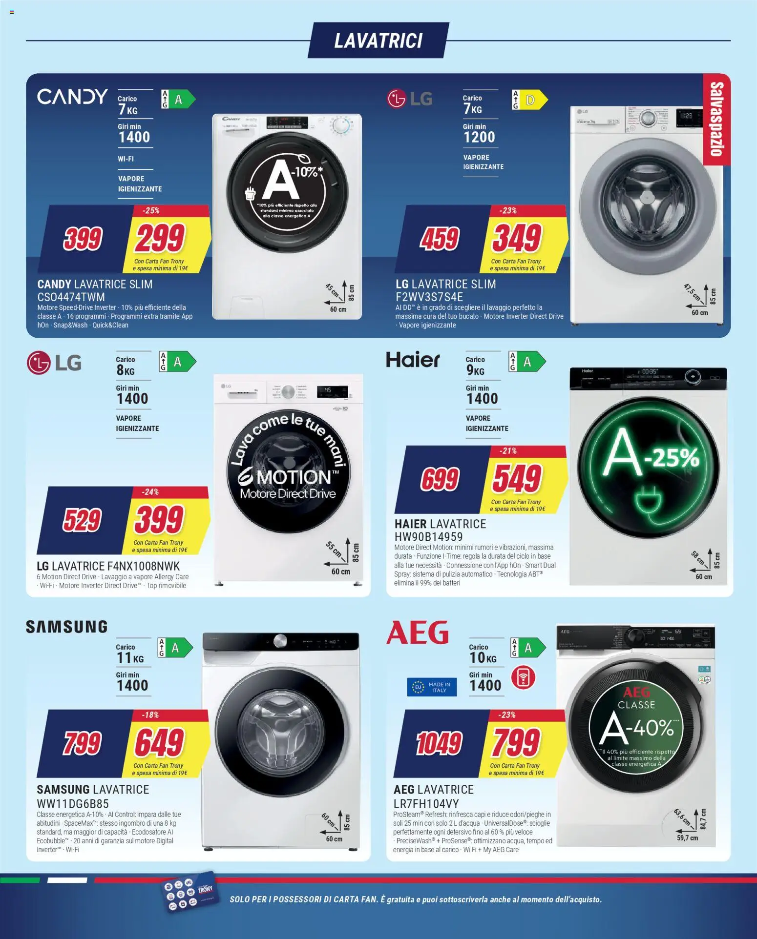 Volantino Trony del 27.12.2025 | Pagina: 22 | Prodotti: Top, Lavatrice, Fan, Samsung