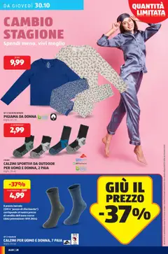 Anteprima del volantino PIGIAMA DA DONNA, Women's pyjamas, sizes 40-54 valido a partire dal 27.10.2025 | Pagina: 28 | Prodotti: Calzini, Pigiama, Data