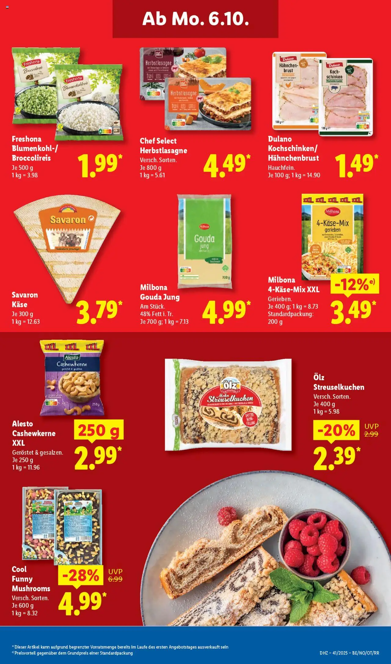 Lidl Prospekt Düsseldorf – gültig ab 06.10.2025 | Seite: 23 | Produkte: Hahnchen, Käse, Gouda, Schinken