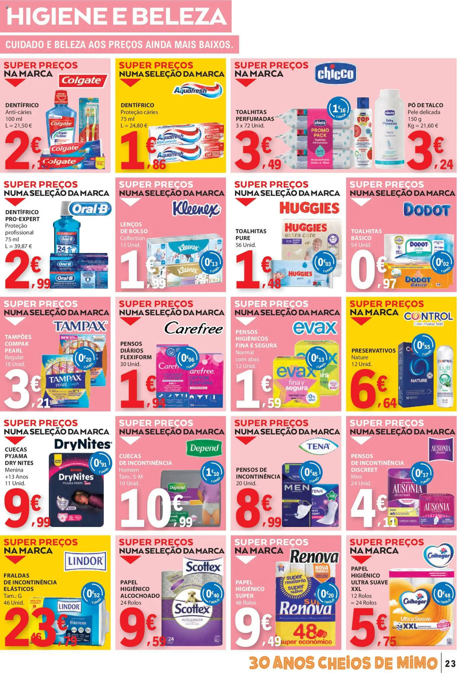 E.Leclerc folheto │ válido de 02.01.2026 | Página: 23 | Produtos: Fraldas, Pó, Preservativos, Shampoo