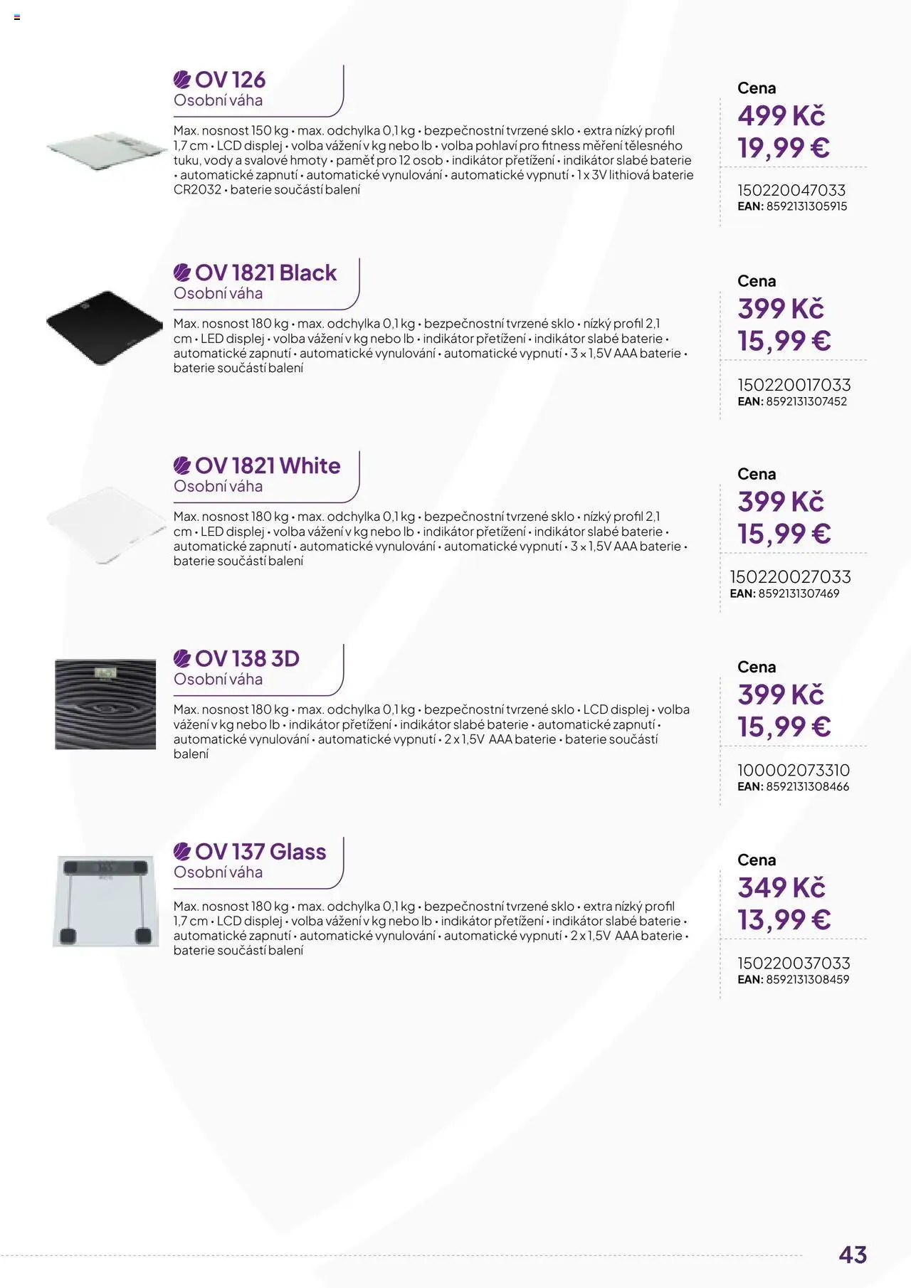 Expert elektro katalog - ECG - Malé domácí spotřebiče od 01.10.2024 | Strana: 43 | Produkty: Baterie CR2032, Baterie, LED