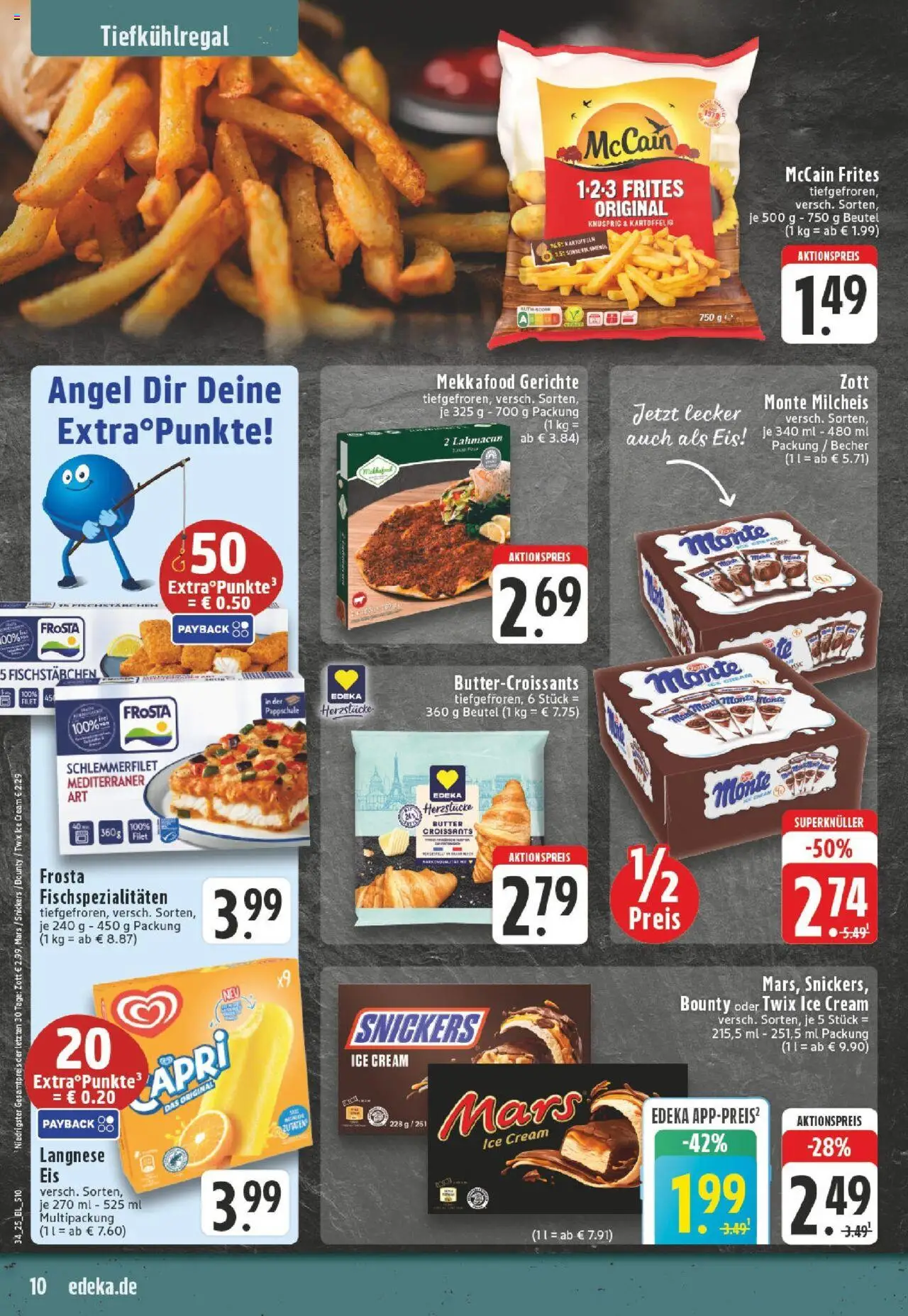 Edeka Prospekt 	 - gültig ab dem 18.08.2025 | Seite: 10 | Produkte: Langnese, Kartoffeln, Fischstabchen, Eis