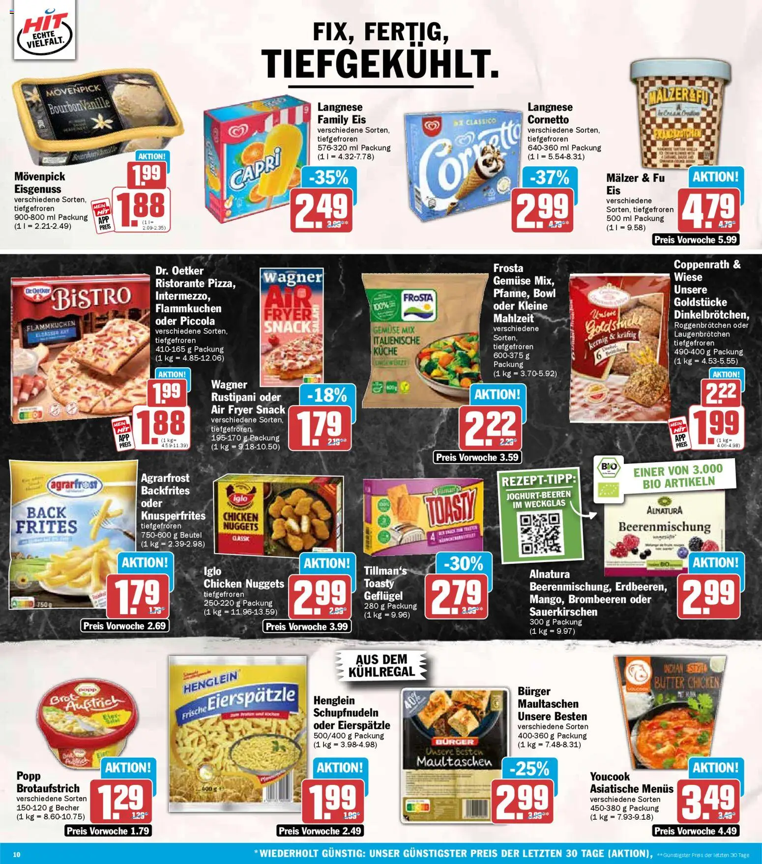 HIT Baden-Württemberg – gültig ab 29.12.2025 | Seite: 10 | Produkte: Küche, Burger, Frosta, Maultaschen