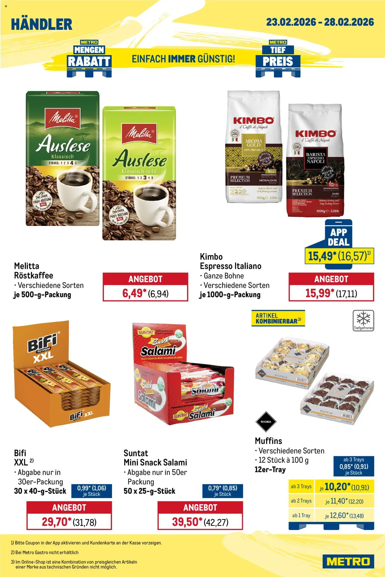 Metro Wochen-Angebote Händler – gültig ab 23.02.2026 | Seite: 7 | Produkte: Melitta, Bifi, Salami
