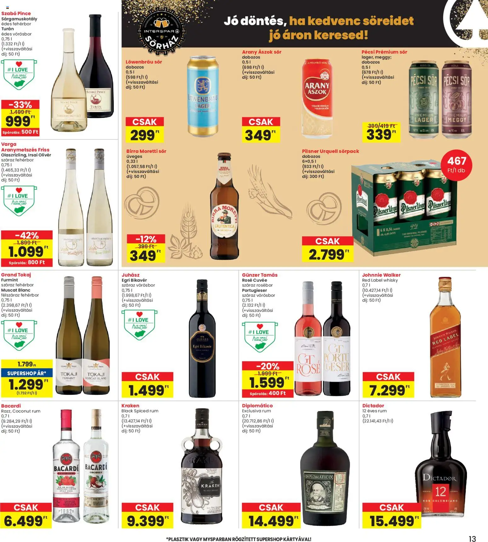 Interspar akciós ujság - amely érvényes a következő dátumtól: 29.01.2026 | Oldal: 13 | Termékek: Meggy, Bacardi, Vörösbor, Knedle