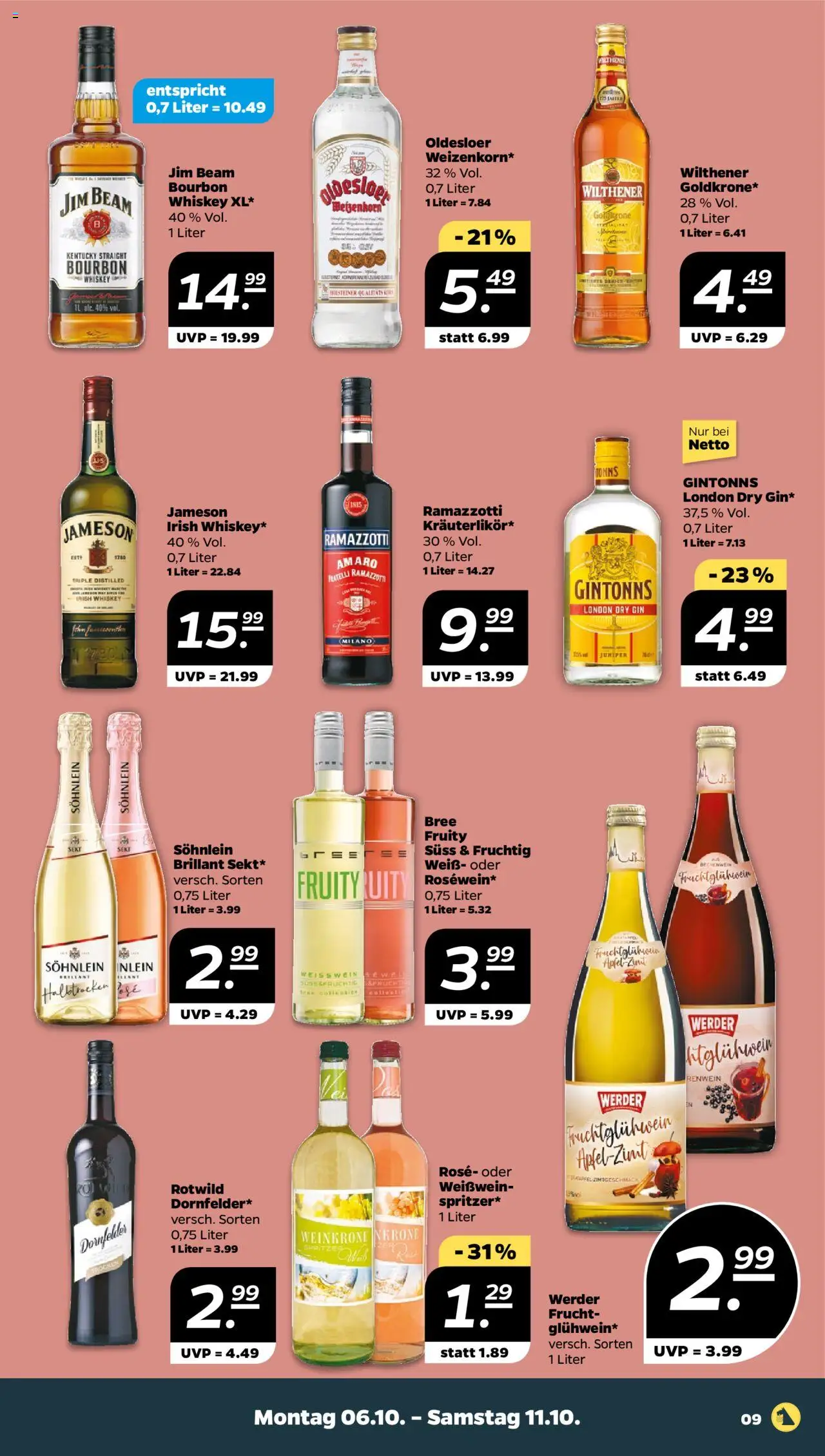 Netto Prospekt 	 – gültig ab 06.10.2025 | Seite: 9 | Produkte: Bree, Oldesloer, Bourbon, Whiskey