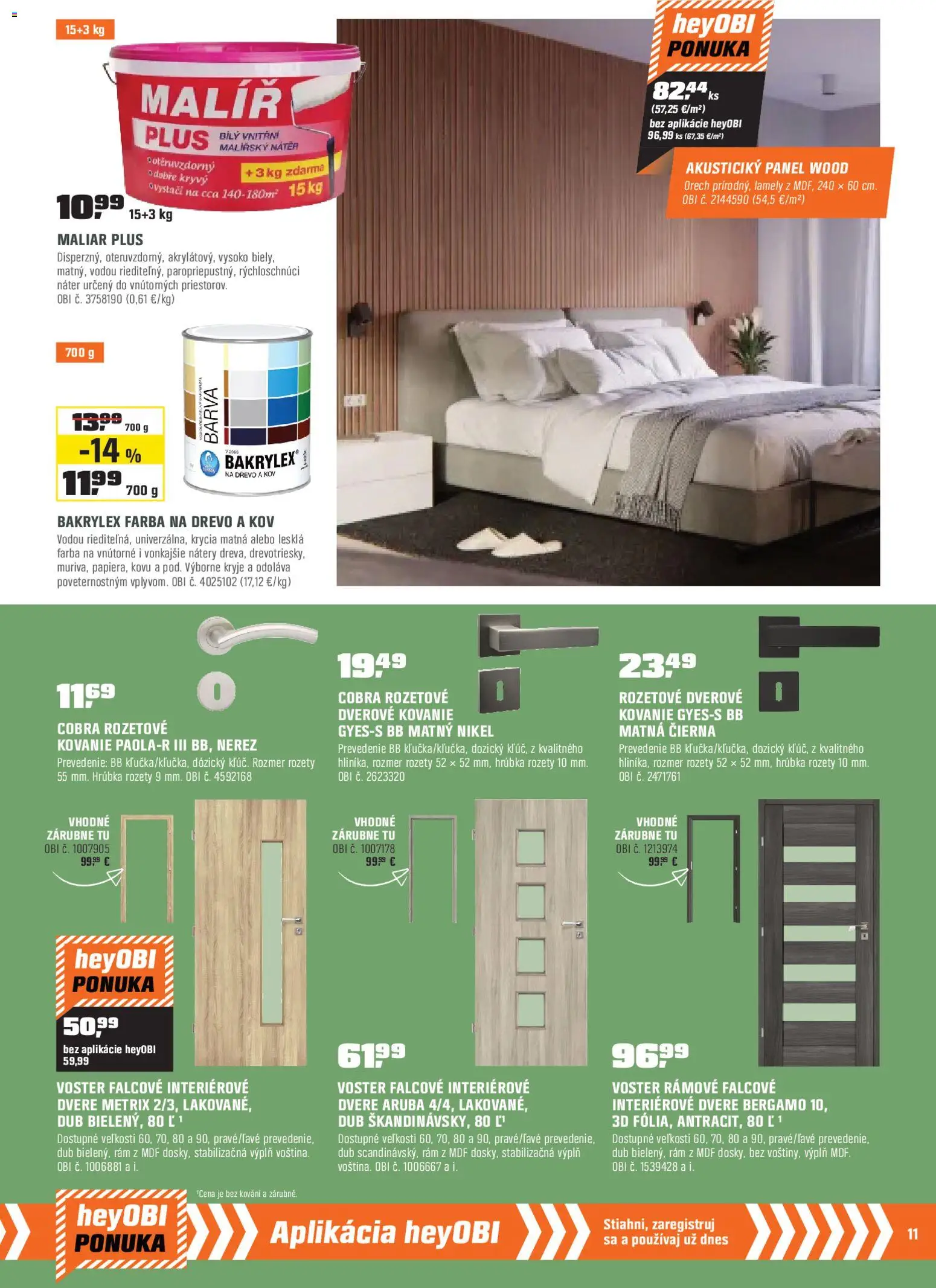 Nové OBI akcie – leták je platný od 02.01.2026 | Strana: 11 | Produkty: Lamely, Kovanie, Rám, Dvere