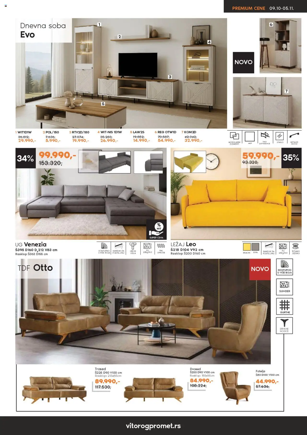 Vitorog katalog - važi od 09.10.2025 | Strana: 3 | Proizvode: Fotelja, Trosed, Dvosed