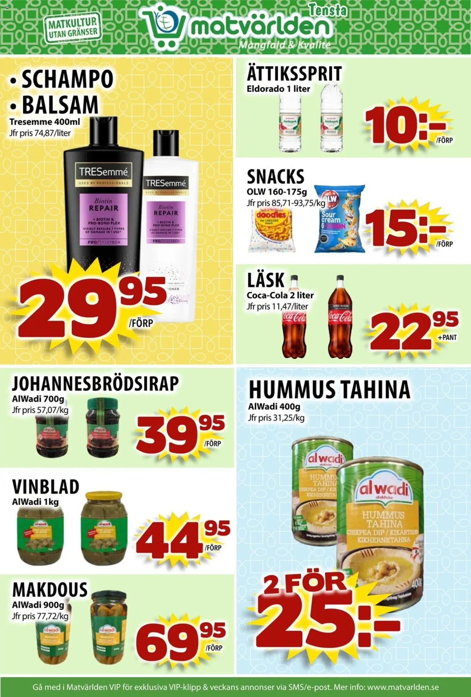 Matvärlden reklamblad aktuell från 24.11.2025 | Sida: 4 | Produkter: Schampo, Balsam, Coca cola
