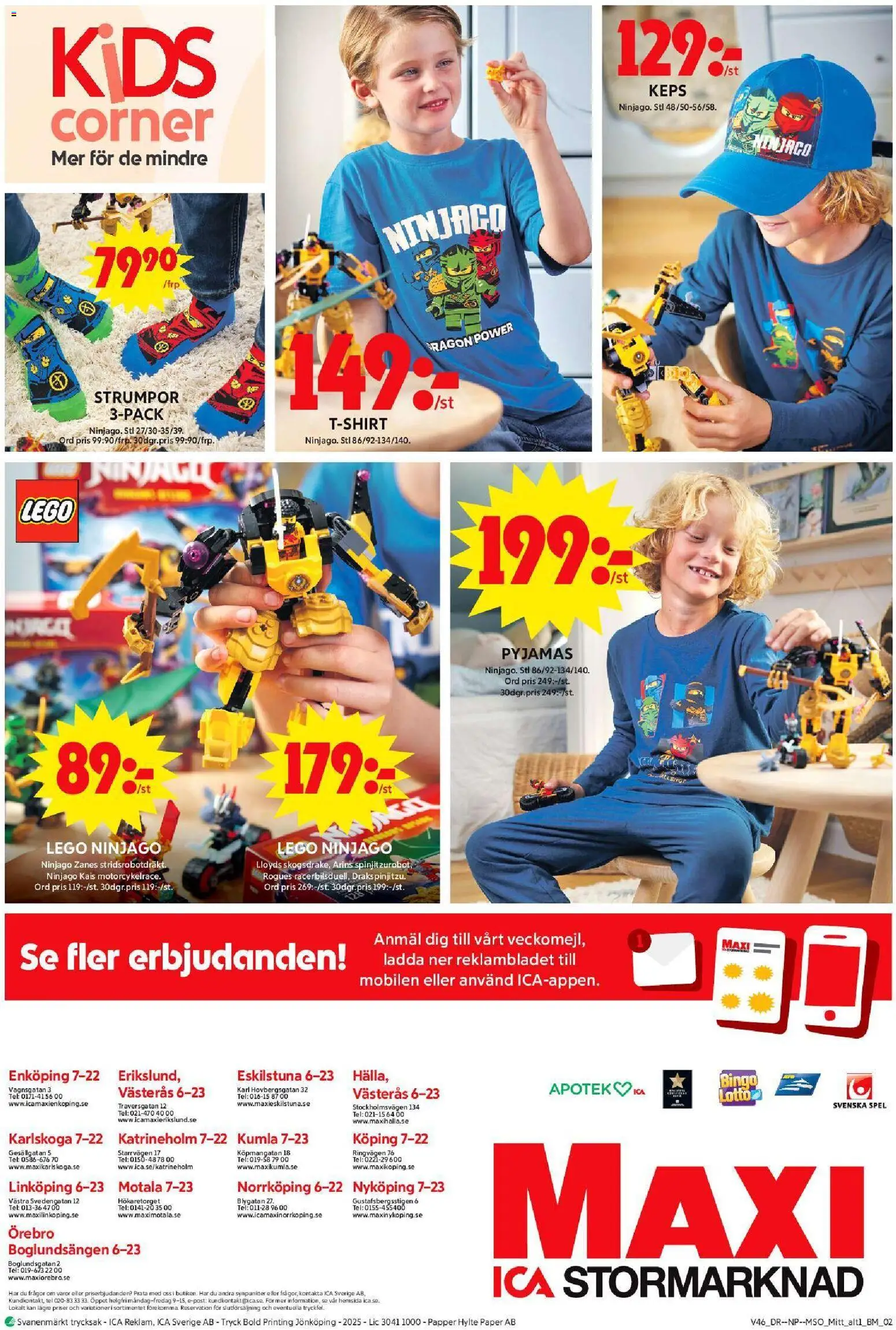ICA Maxi reklamblad aktuell från 10.11.2025 | Sida: 12 | Produkter: Keps, Strumpor, Pyjamas, Spel