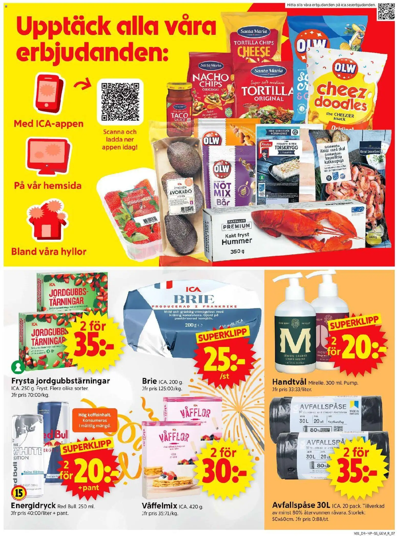 ICA Supermarket reklamblad aktuell från 29.12.2025 | Sida: 9 | Produkter: Tortilla, Chips, Räkor, Jordgubbar