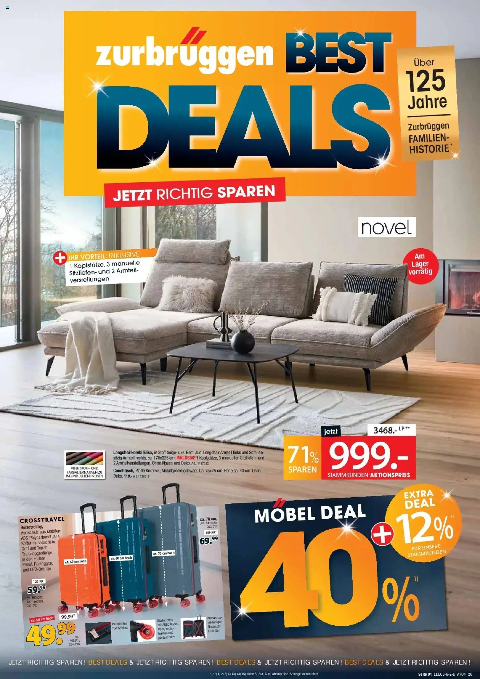 Zurbrüggen Best Deals Jetzt richtig sparen – gültig ab 28.03.2026 | Seite: 1 | Produkte: Top, Kissen, Sofa, Koffer