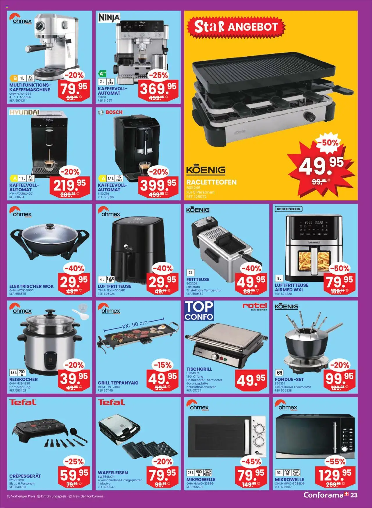 Conforama Aktionen – gültig ab 01.10.2025 | Seite: 23 | Produkte: Wok, Fritteuse, Mikrowelle, Kaffeemaschine