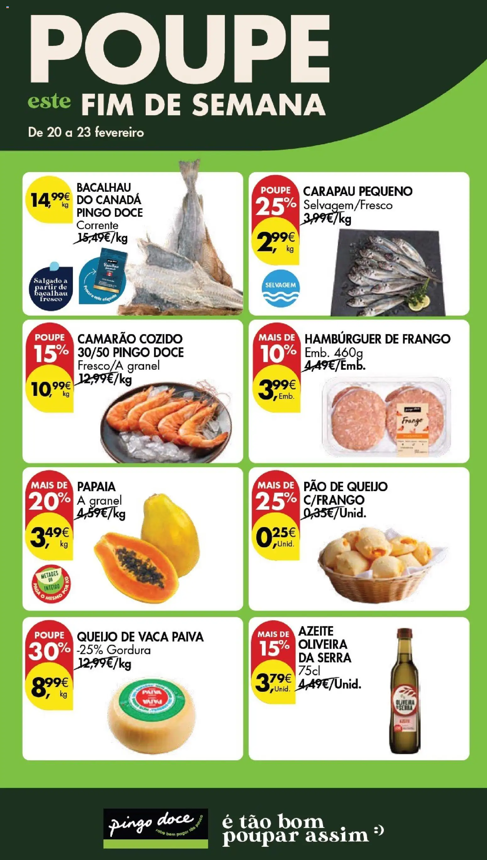 Pingo Doce Poupe este Fim de Semana │ válido de 20.02.2026 | Página: 1 | Produtos: Hambúrguer, Camarão, Queijo, Pão