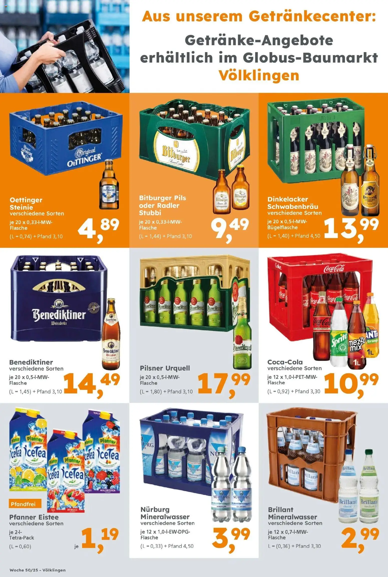 Globus Baumarkt prospekt Saarbrücken	 – gültig ab 07.12.2025 | Seite: 8 | Produkte: Pils, Oettinger, Pfanner eistee, Radler