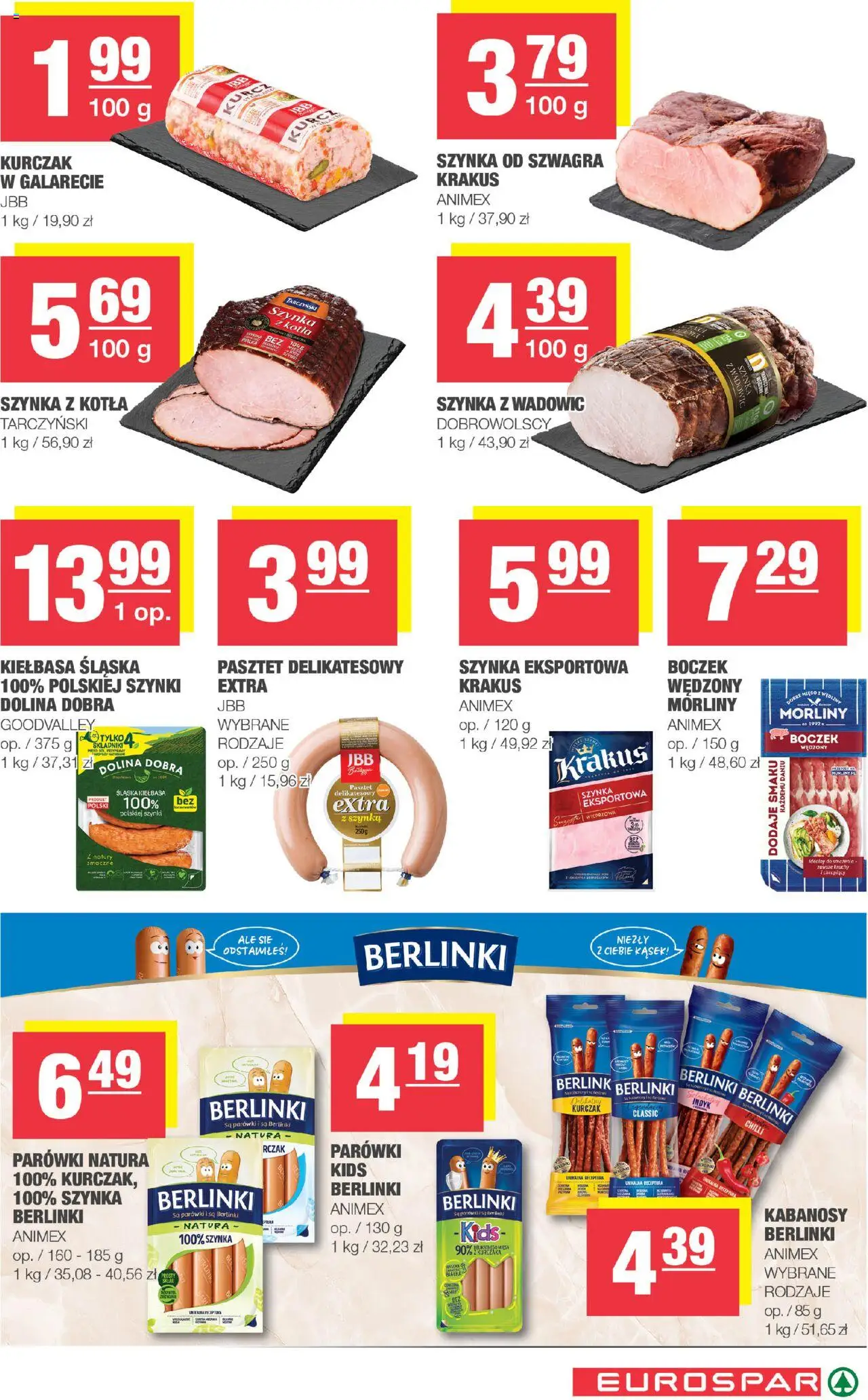 Spar Gazetka - Eurospar od 10.09.2025 | Strona: 7 | Produkty: Parówki, Szynka, Boczek wędzony, Wędliny