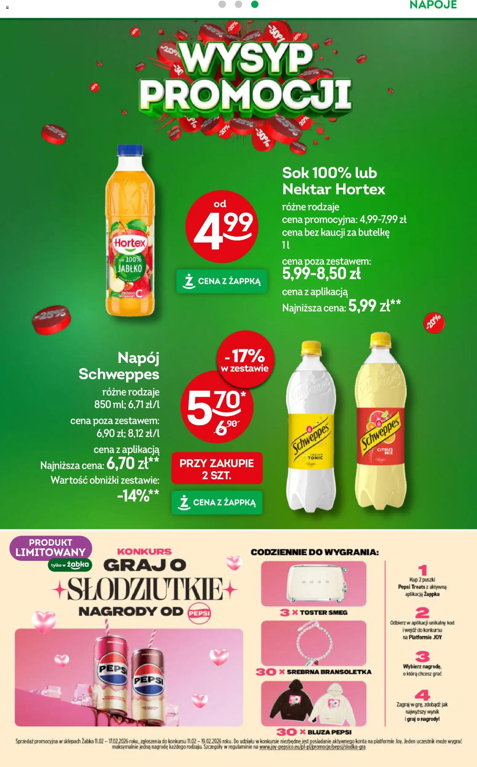 Żabka Gazetka od 11.02.2026 | Strona: 28 | Produkty: Bransoletka, Napoje, Pepsi, Sok