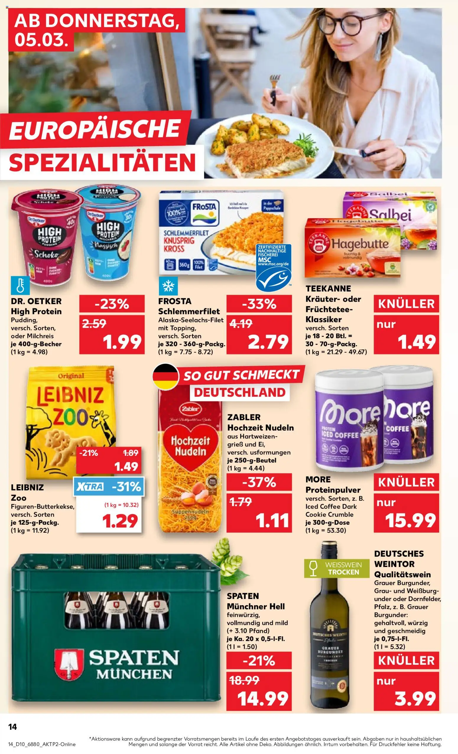Kaufland prospekt Völklingen	 – gültig ab 05.03.2026 | Seite: 14 | Produkte: Weißwein, Frosta, Teekanne, Nudeln