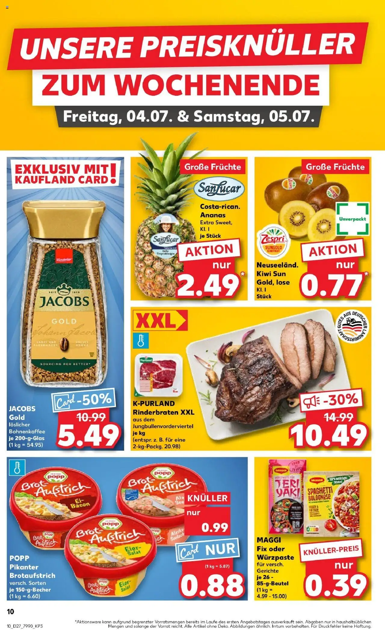 Kaufland prospekt Mayen	 - gültig ab dem 03.07.2025 | Seite: 10 | Produkte: Rinderbraten, Maggi, Ananas, Kiwi