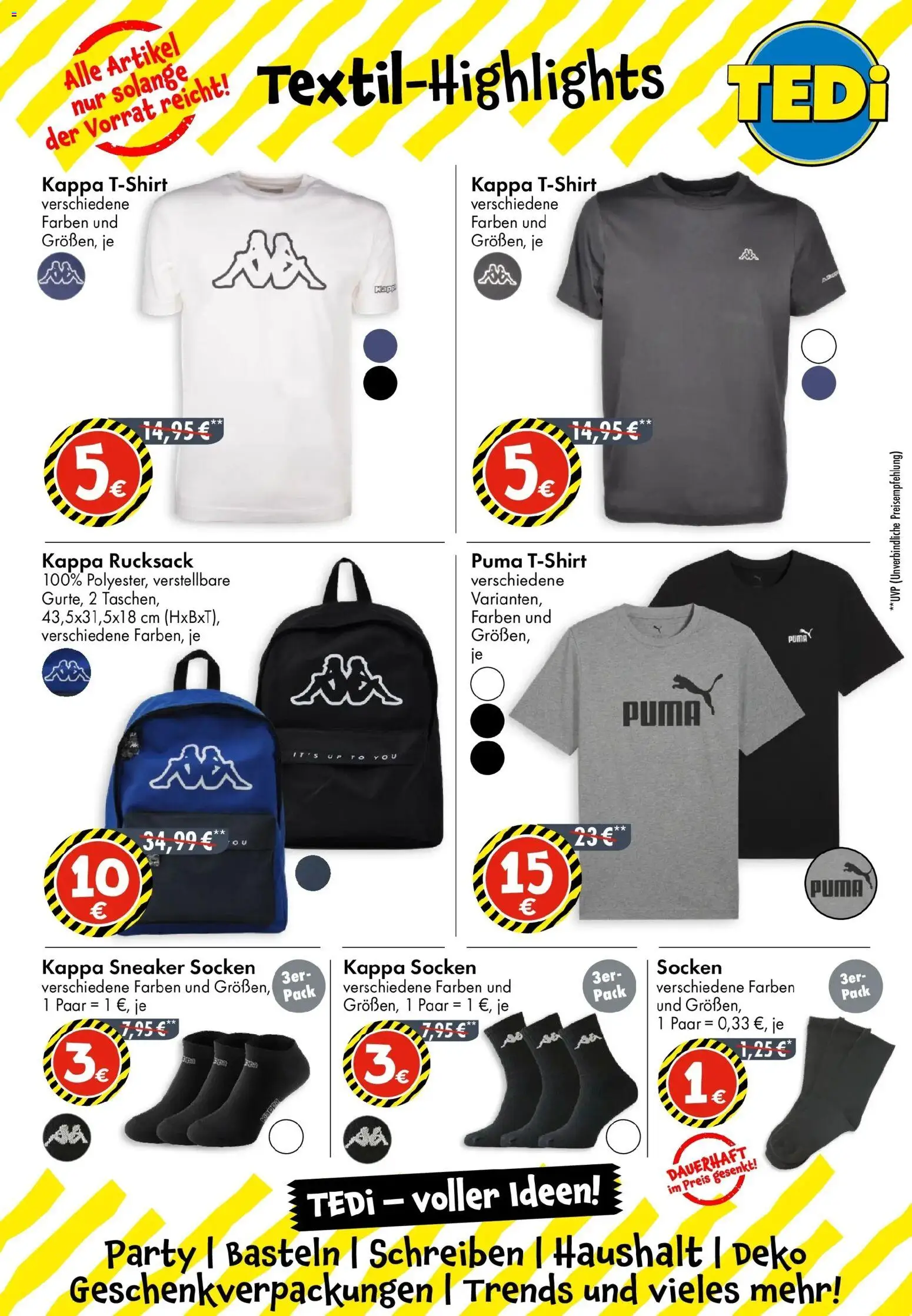 TEDi Flugblatt gültig ab 24.10.2025 | Seite: 5 | Produkte: Socken, Rucksack