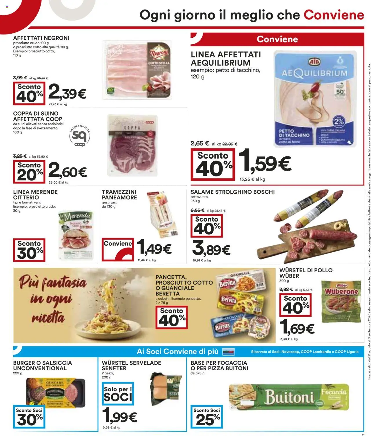 Volantino COOP del 21.08.2025 | Pagina: 11 | Prodotti: Pizza, Focaccia, Menta, Guanciale