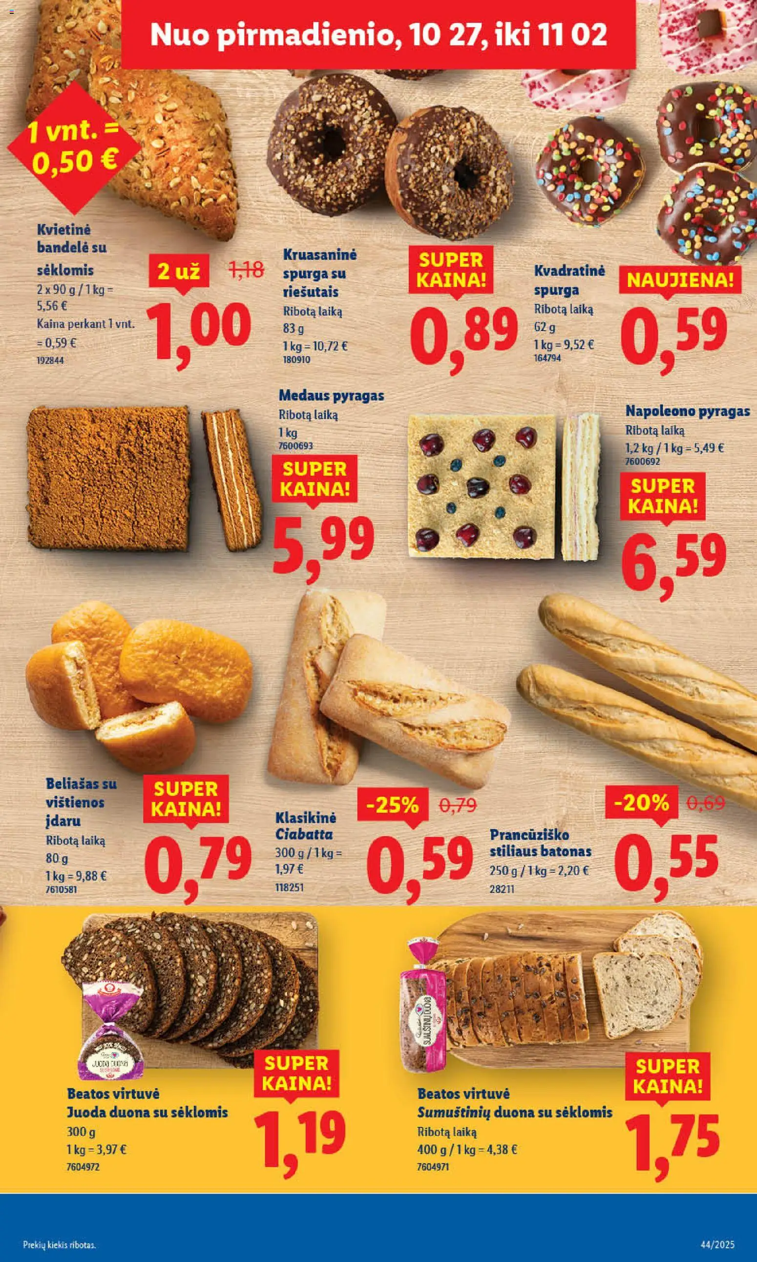 LIDL akcijos nuo 27.10.2025 | Puslapis: 7 | Prekių: Batonas, Bandelė, Pyragas, Duona