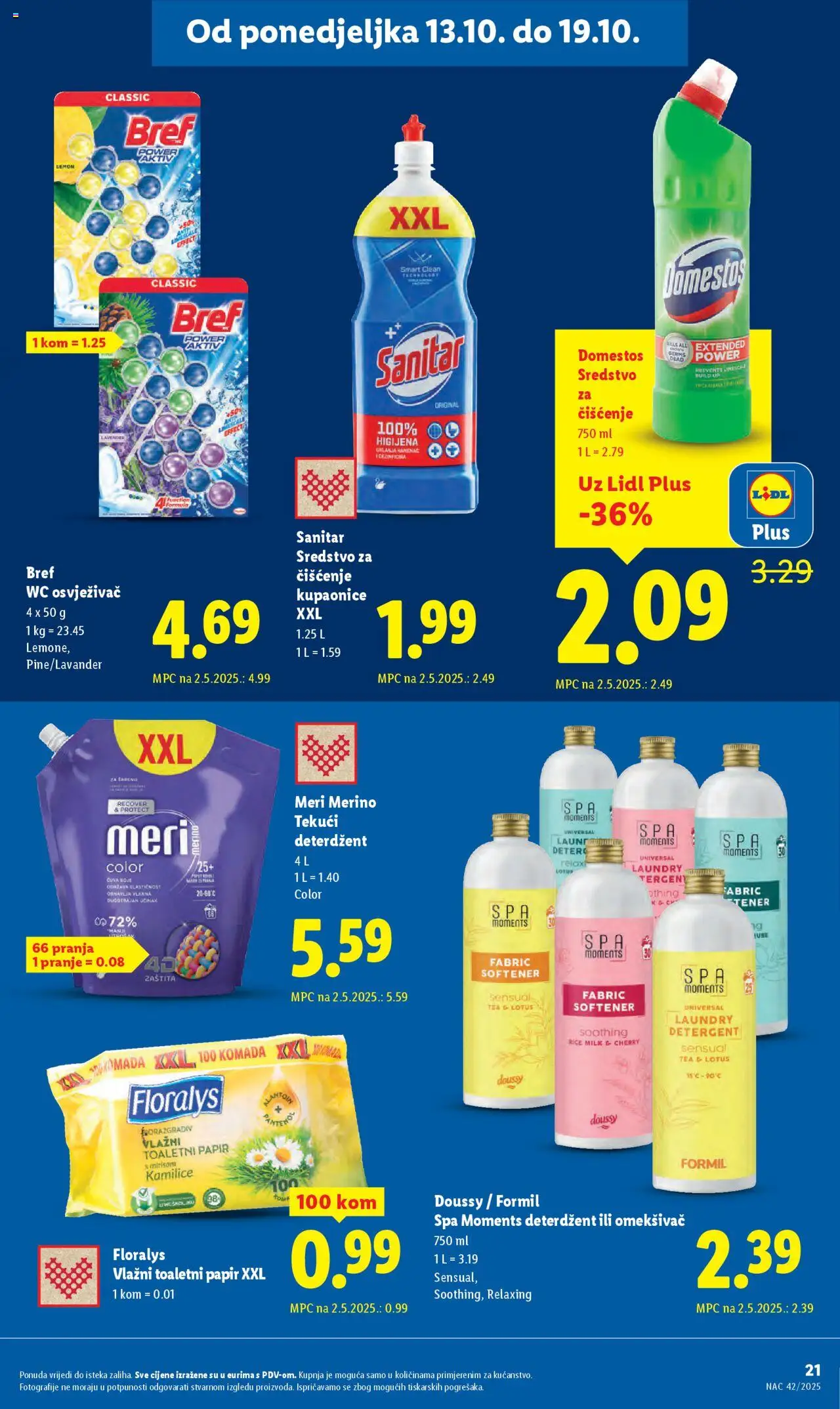 Lidl katalog | vrijedi od 13.10.2025 | Stranica: 21 | Proizvodi: Deterdžent, Toaletni papir, Tekući deterdžent, Meri Merino
