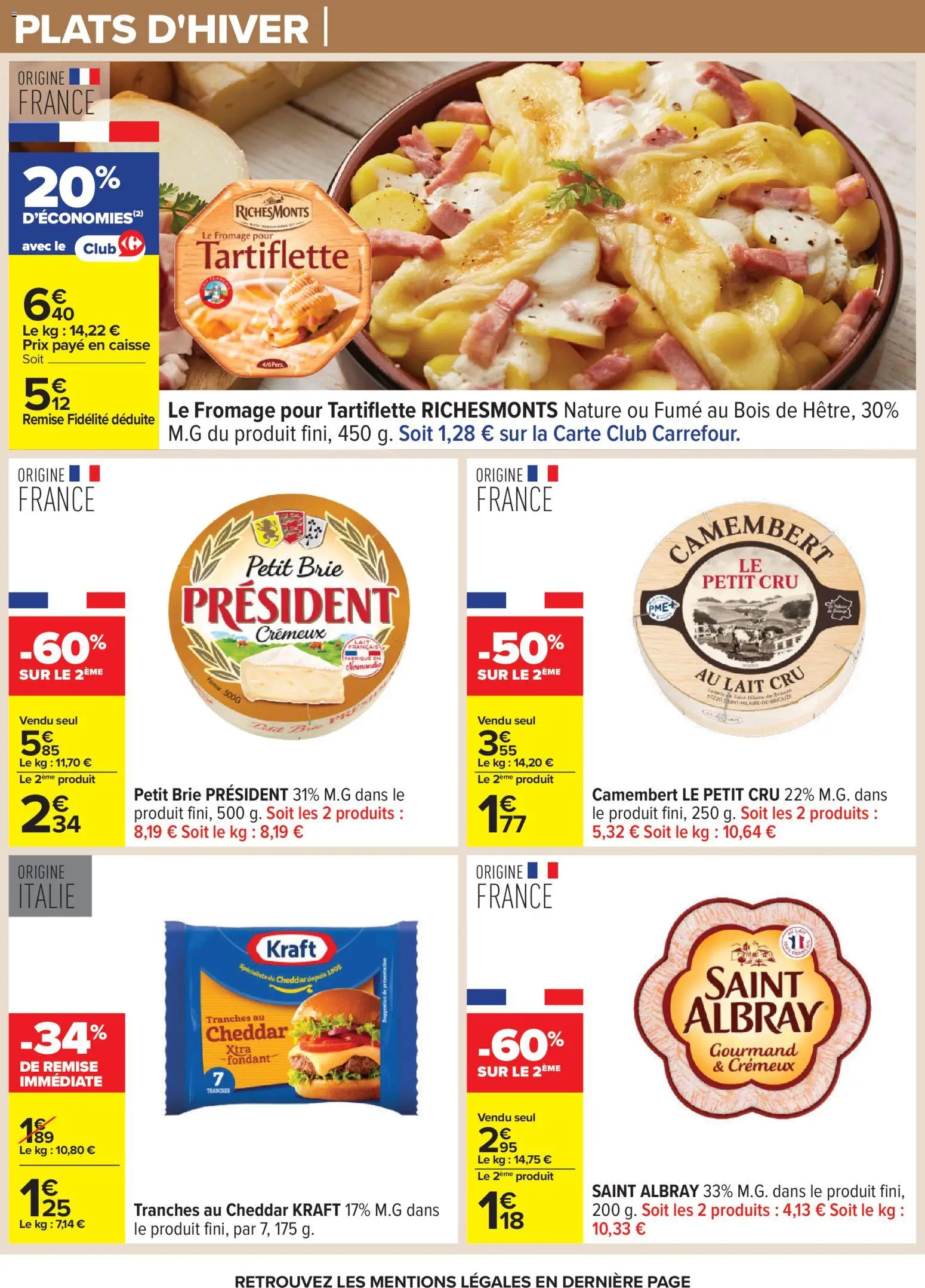 {H1} | Page: 32 | Produits: Cheddar, Brie, Camembert, Fromage pour tartiflette