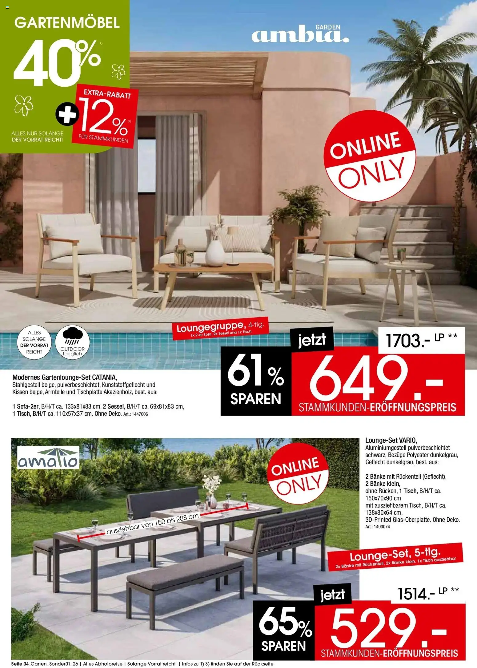 Zurbrüggen Prospekt Garten Eröffnungs-Preise – gültig ab 31.03.2026 | Seite: 4 | Produkte: Kissen, Sessel, Tisch, Gartenmöbel