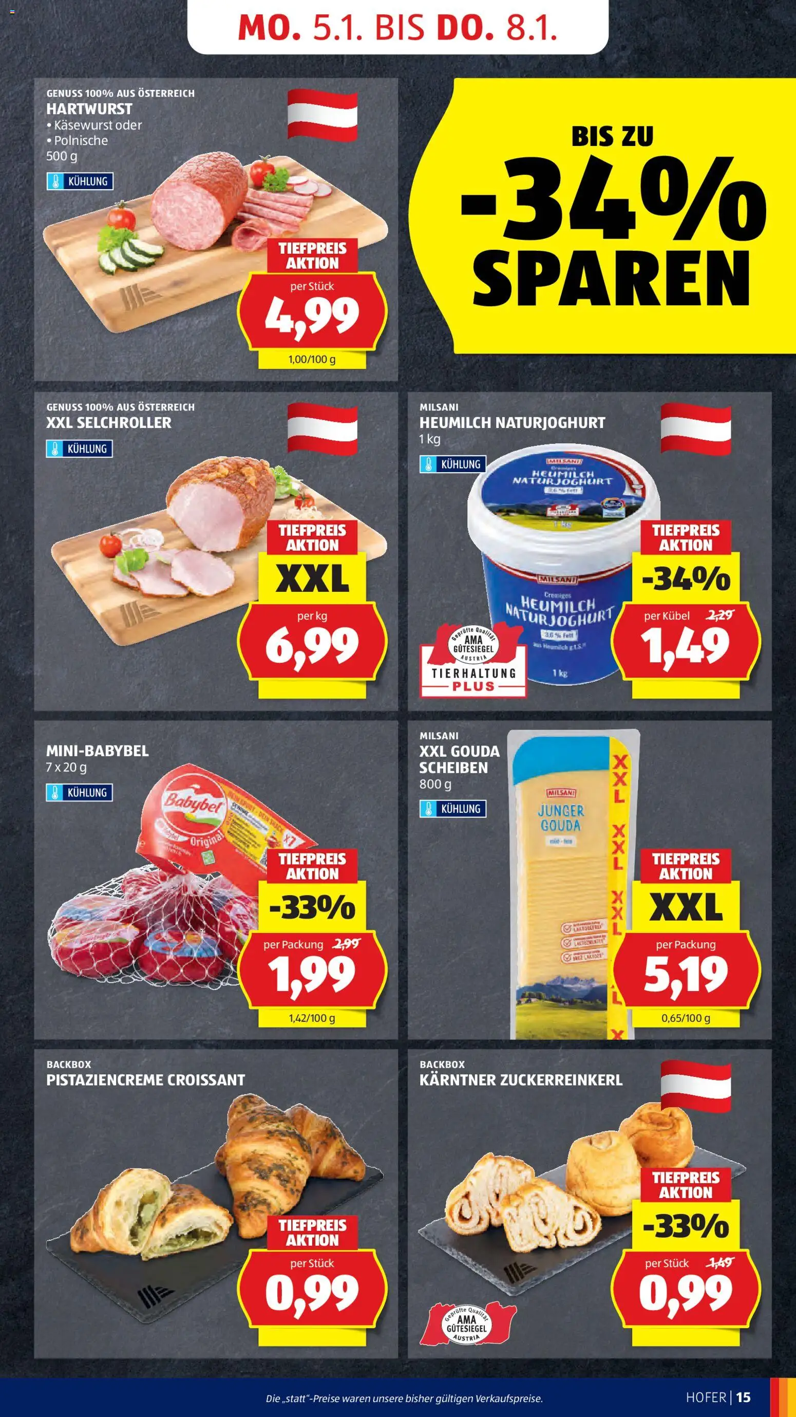 Hofer AT akciós ujság - amely érvényes a következő dátumtól: 02.01.2026 | Oldal: 17 | Termékek: Croissant, Gouda