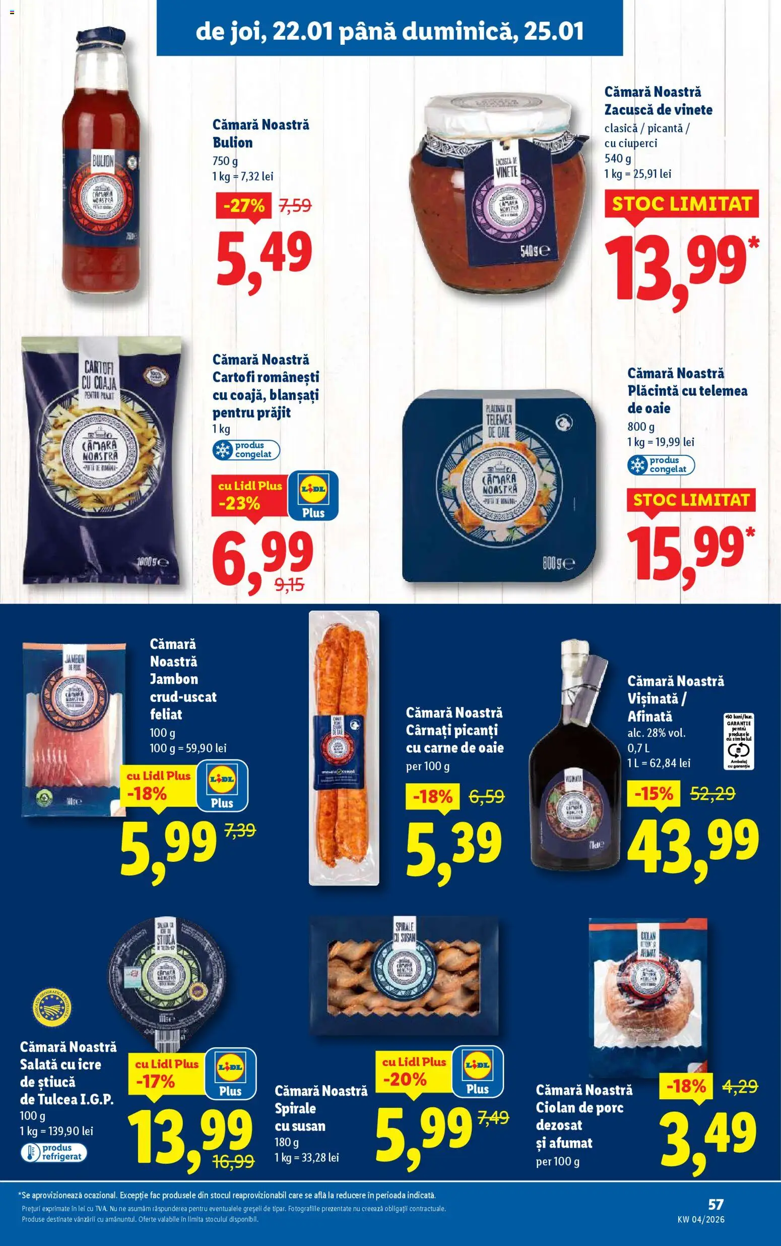 Noul catalog Lidl – valabil de la 19.01.2026 | Pagină: 57 | Produse: Salată cu icre, Salată, Zacuscă, Cartofi