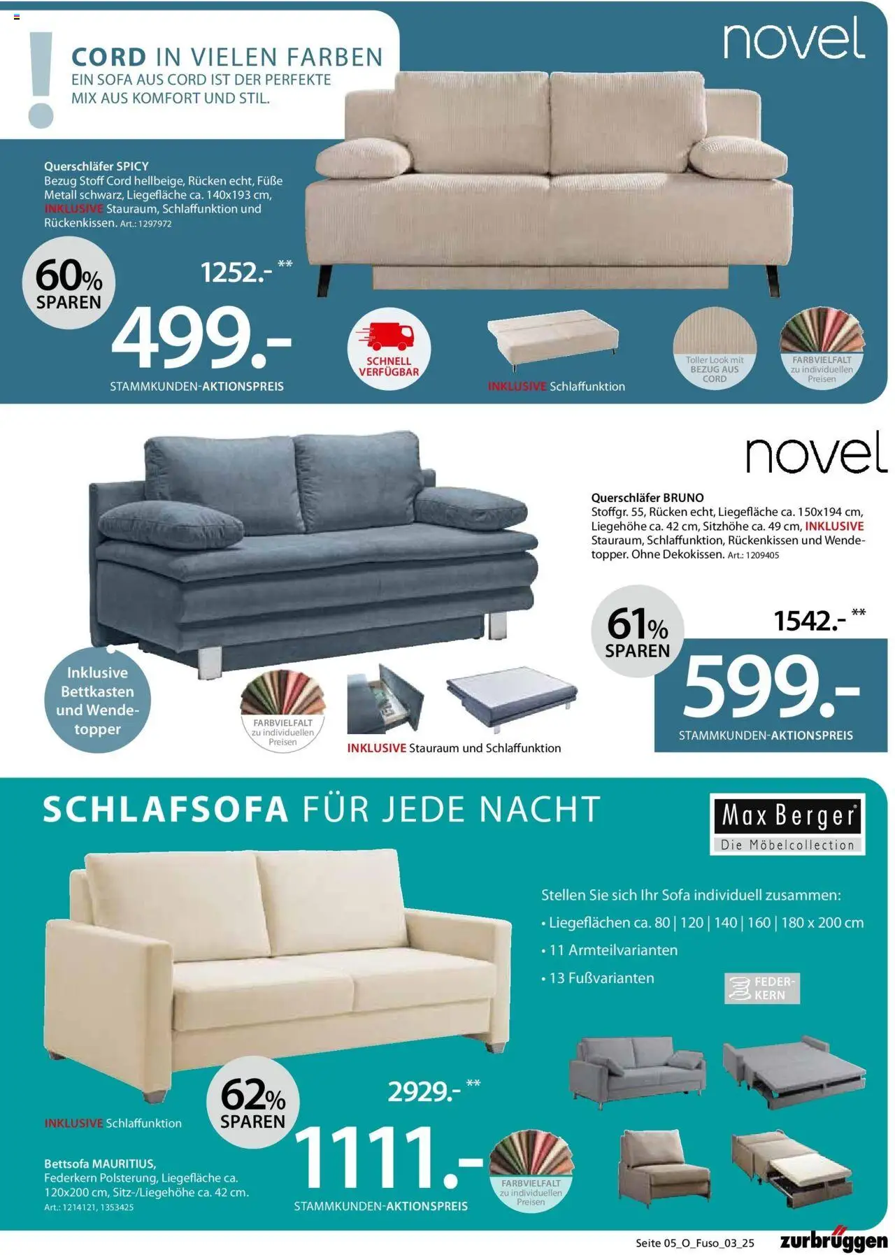 Zurbrüggen - Zurbrüggen: Schlafsofa Spezial – gültig ab 11.09.2025 | Seite: 5 | Produkte: Schlafsofa, Sofa, Topper