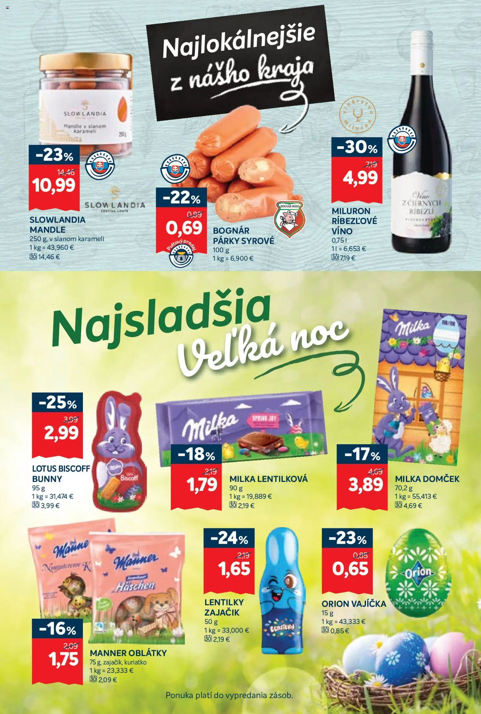 Nové Kraj akcie – leták je platný od 19.03.2026 | Strana: 5 | Produkty: Víno, Milka, Párky, Mandle