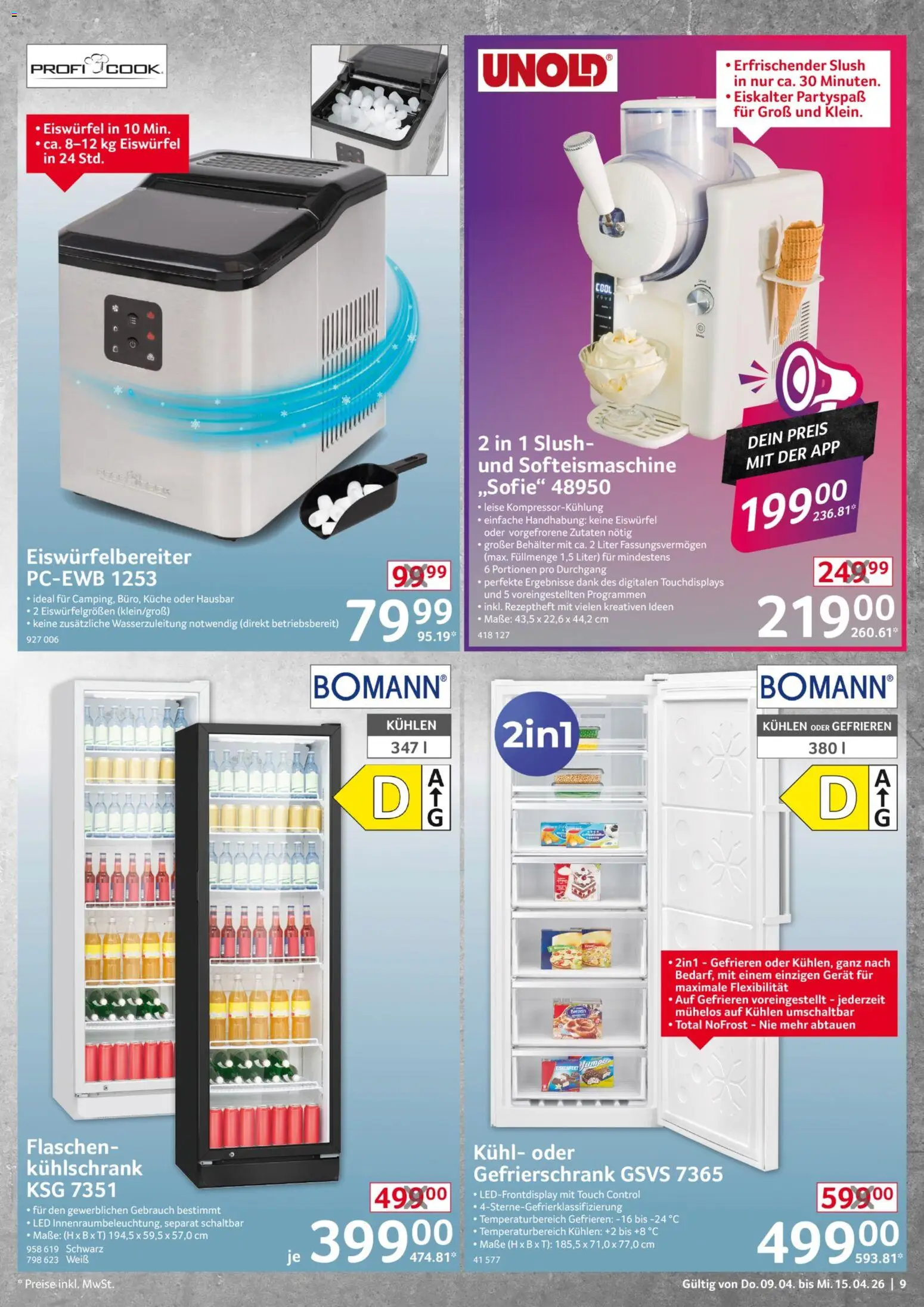 Selgros Non Food – gültig ab 09.04.2026 | Seite: 9 | Produkte: Gefrierschrank, Küche, Kühlschrank