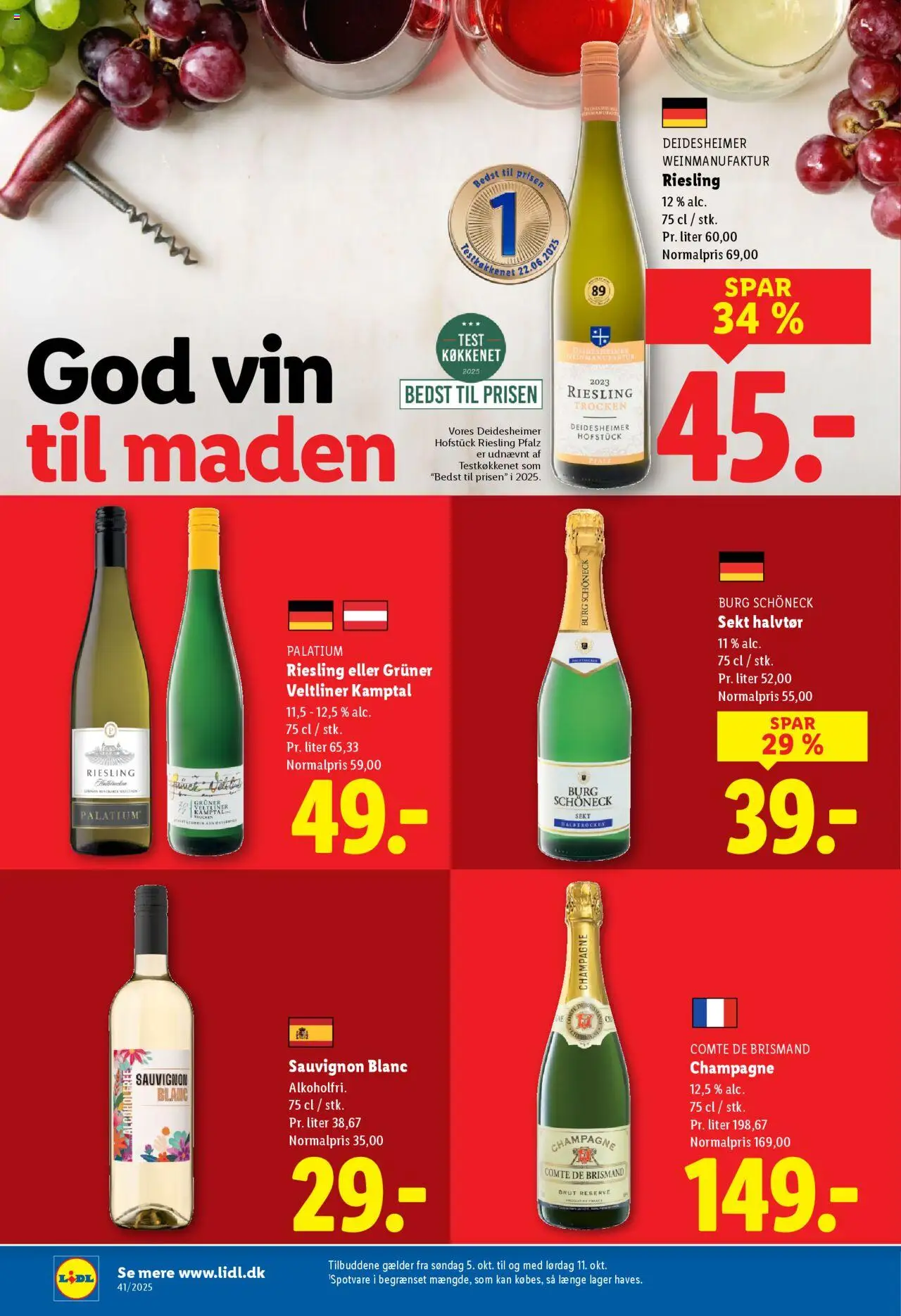 Lidl tilbudsavis – gyldig fra 05.10.2025 | Side: 8 | Produkter: Vin, Søm, Prancha