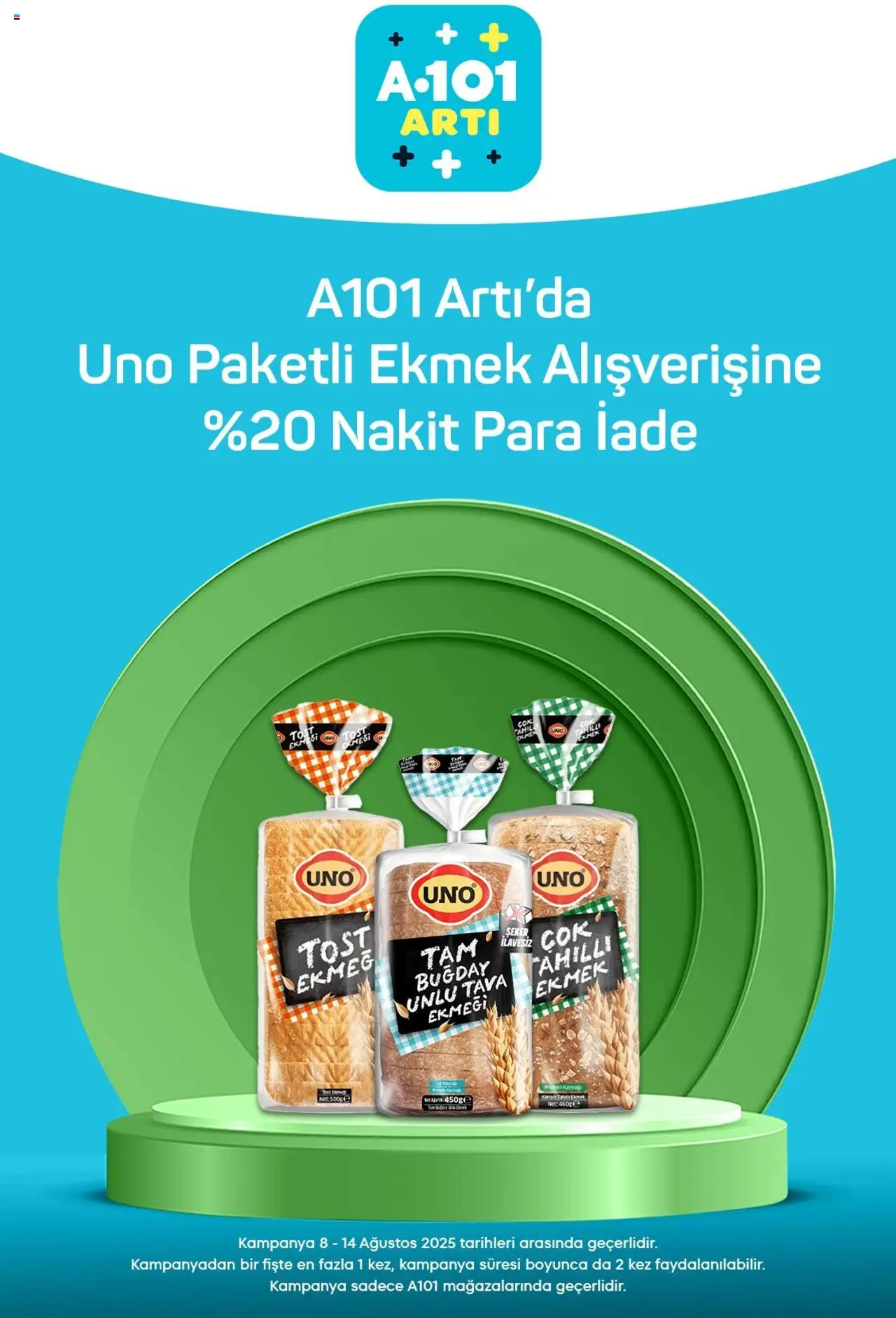 A101 Artı - 08.08.2025 tarihinden itibaren geçerlidir | Sayfa: 7 | Ürünler: Ekmek, Şeker