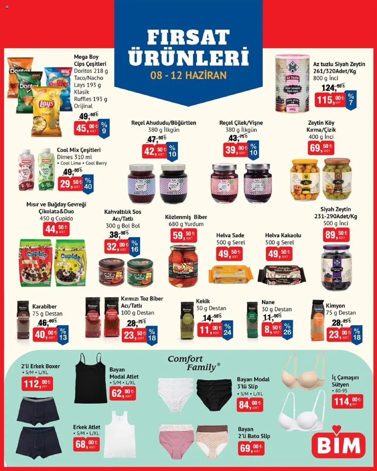 BİM Katalog - 08.06.2025 tarihinden itibaren geçerlidir | Sayfa: 3 | Ürünler: Iç çamaşırı, Sos, Biber, Zeytin