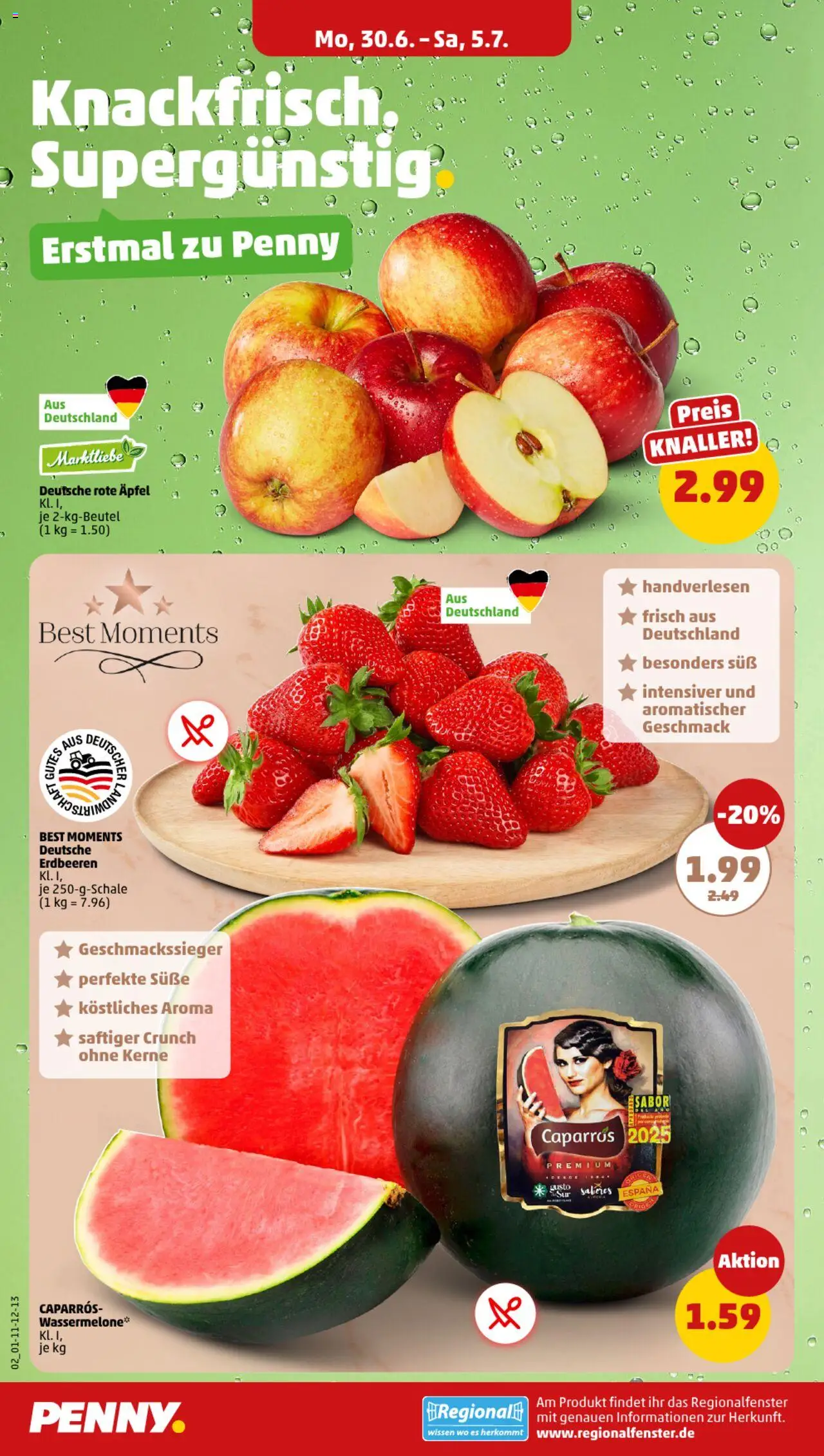 Penny Prospekt 	 - gültig ab dem 30.06.2025 | Seite: 2 | Produkte: Äpfel, Wassermelone, Erdbeeren