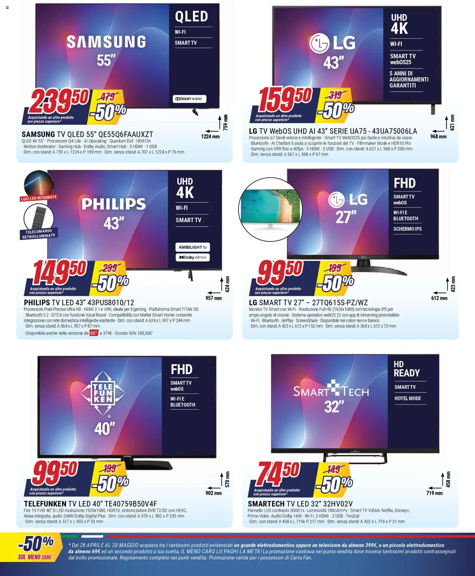 Volantino Trony del 28.04.2026 | Pagina: 12 | Prodotti: Schermo, Telecomando, smart TV, USB