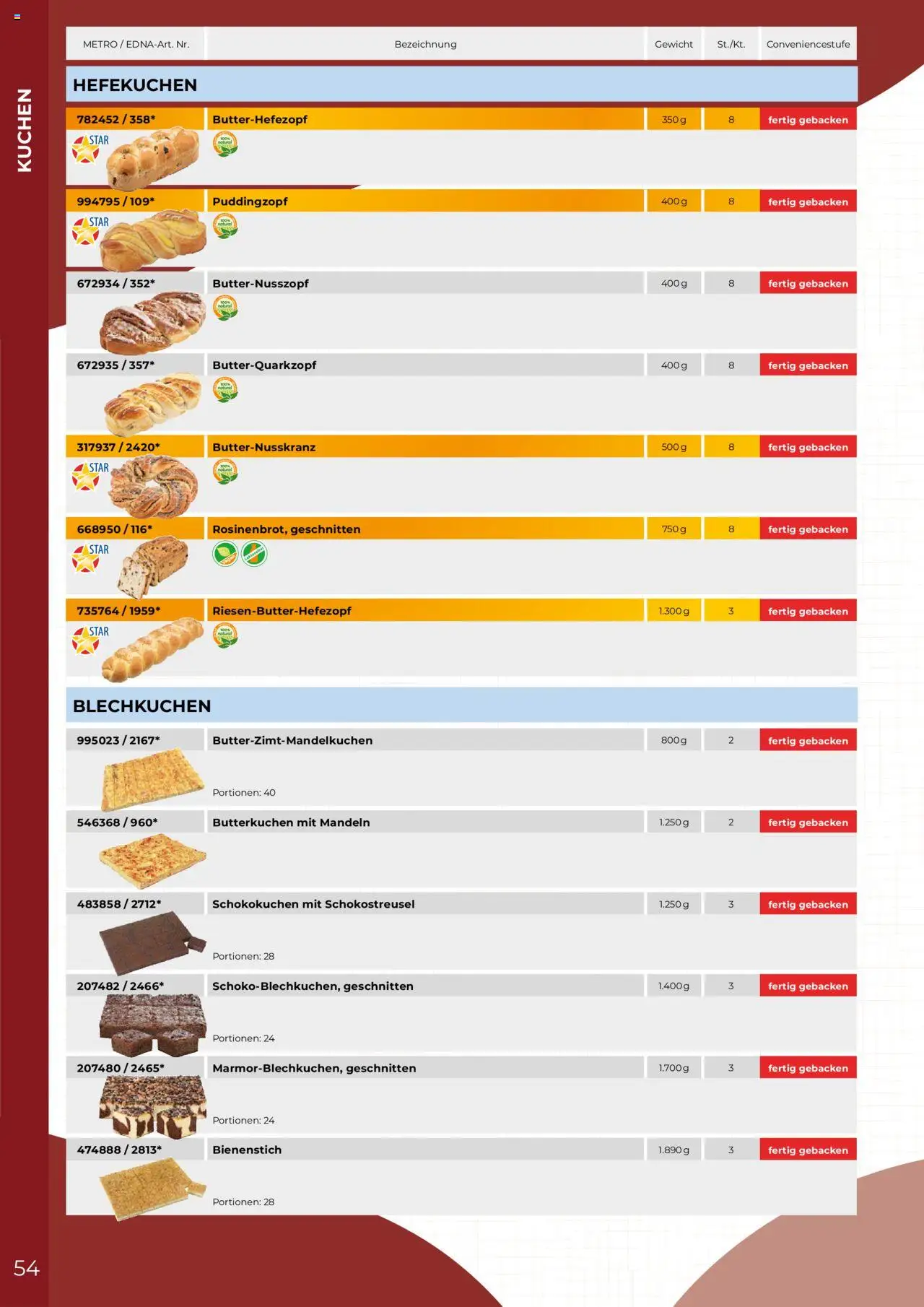 Metro  Edna Foodservice – gültig ab 01.10.2025 | Seite: 54 | Produkte: Gewicht, Mandeln, Kuchen