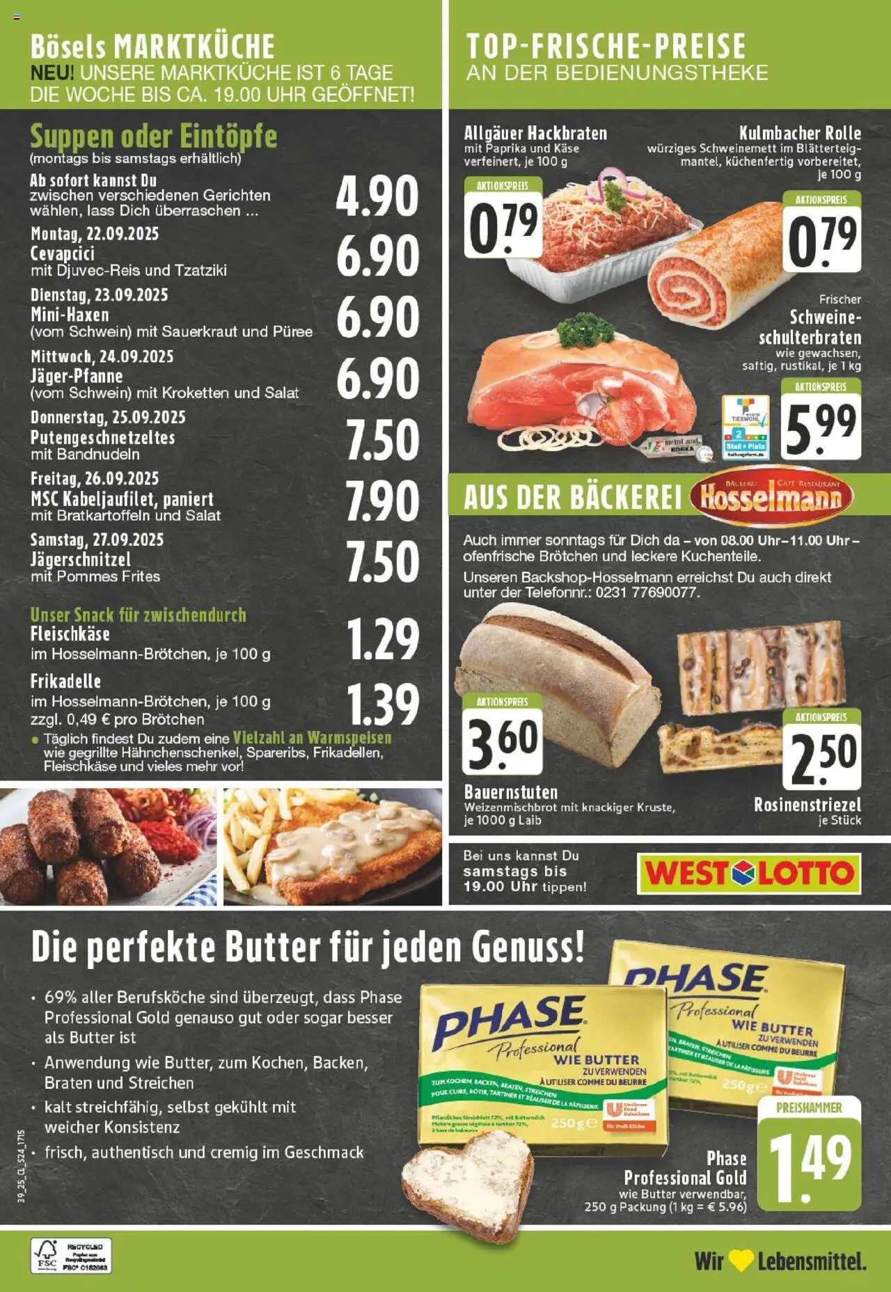 Edeka prospekt Lünen-Brambauer	 – gültig ab 21.09.2025 | Seite: 24 | Produkte: Butter, Pommes, Paprika, Salat
