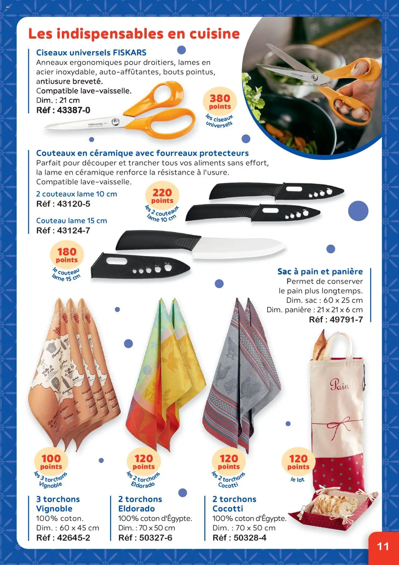 {H1} | Page: 11 | Produits: Sac, Coton, Ciseaux, Pain