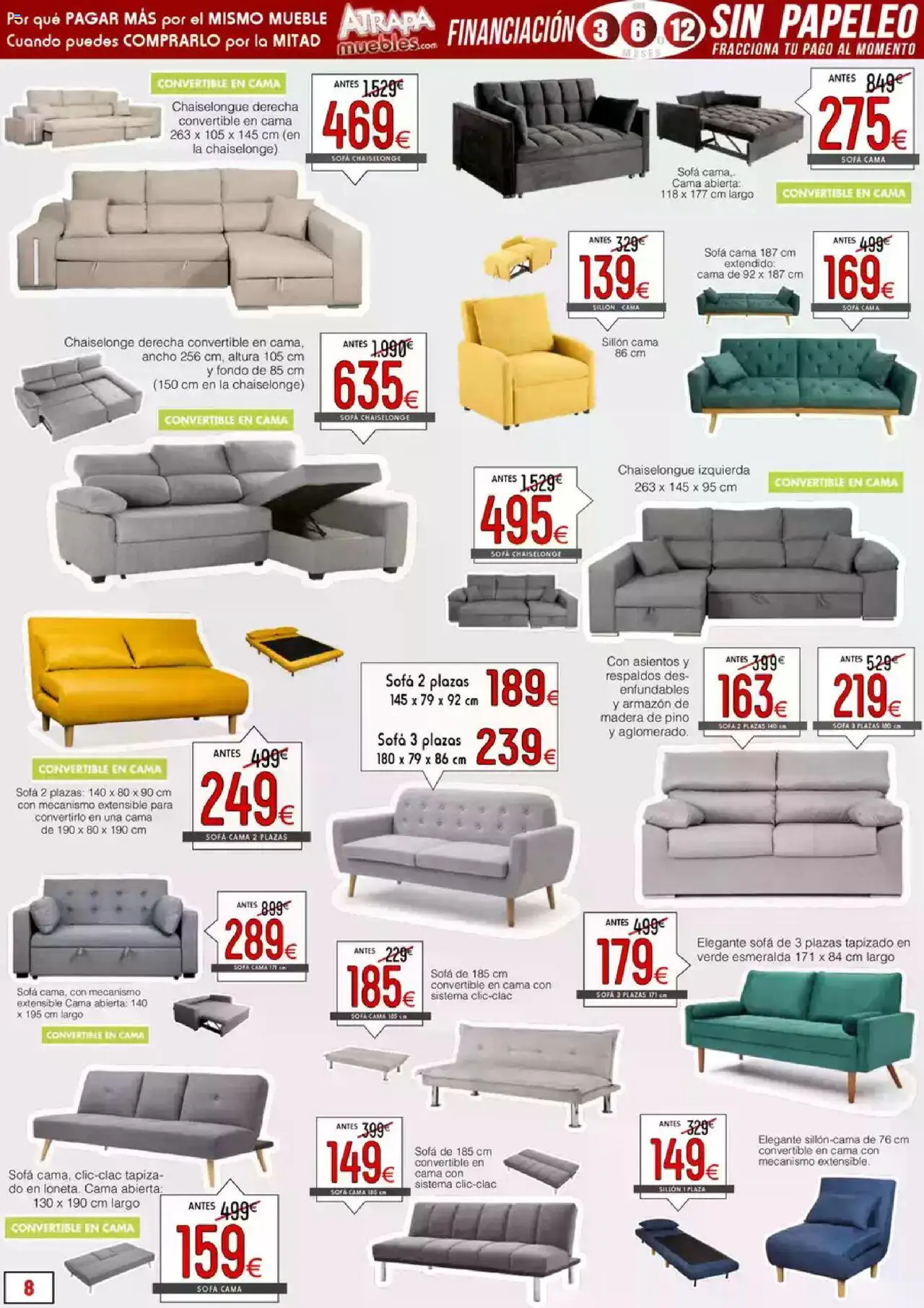 Atrapa Muebles folleto │ válido desde el 01.08.2025 | Página: 8 | Productos: Sofá cama, Cama, Sofá, Sillón