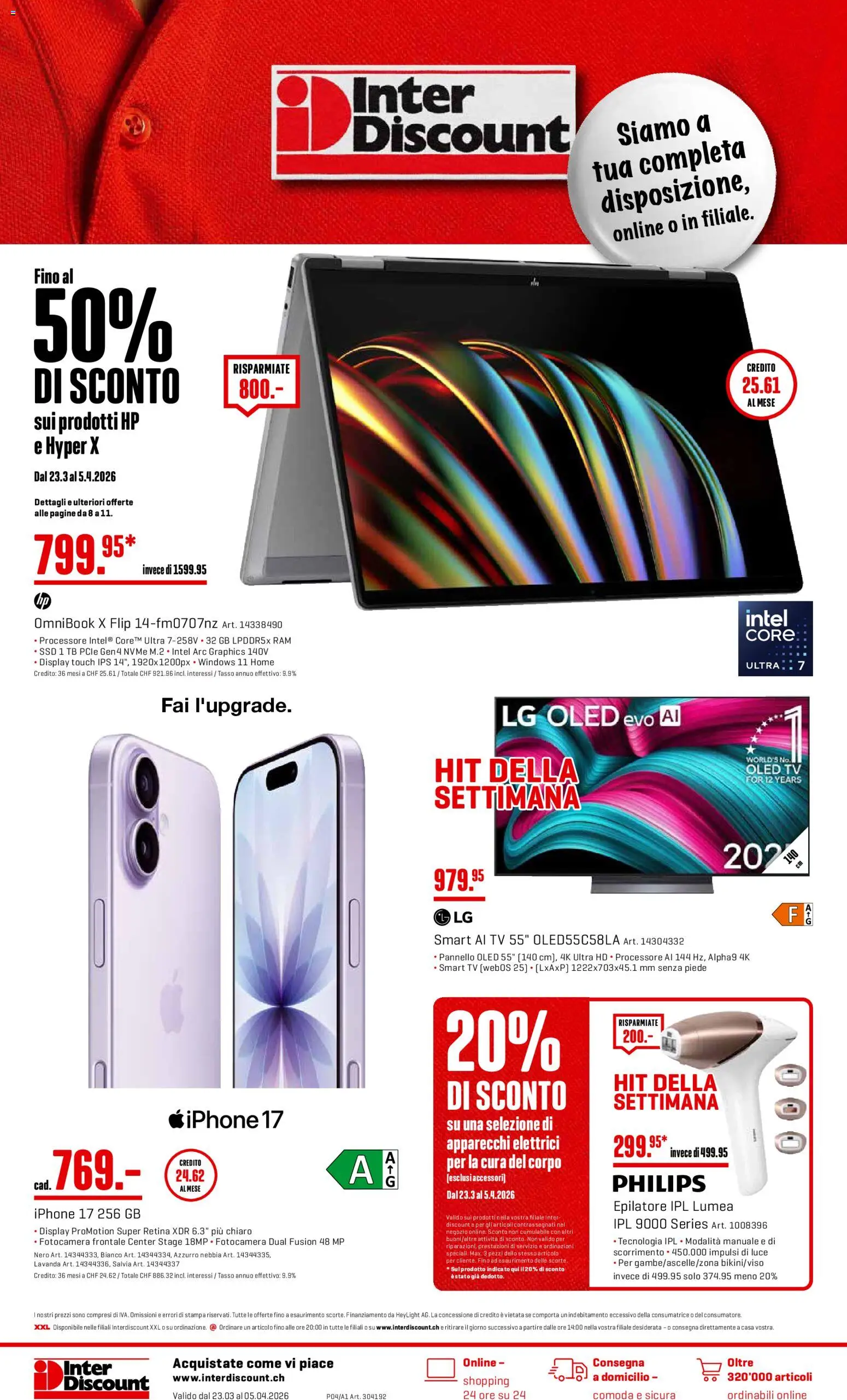 Interdiscount aktionen IT – gültig ab 23.03.2026 | Seite: 1 | Produkte: TV, Iphone, HP, Philips