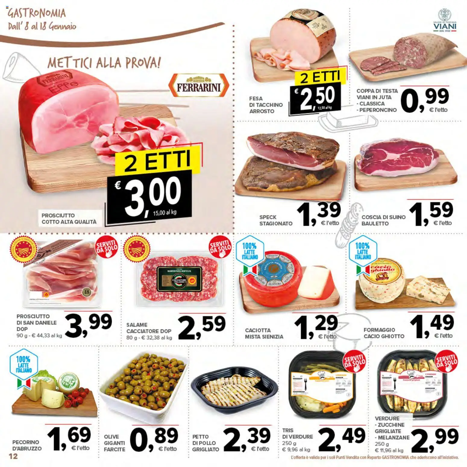 Volantino Todis del 08.01.2026 | Pagina: 12 | Prodotti: Speck, Salame, Tacchino, Latte