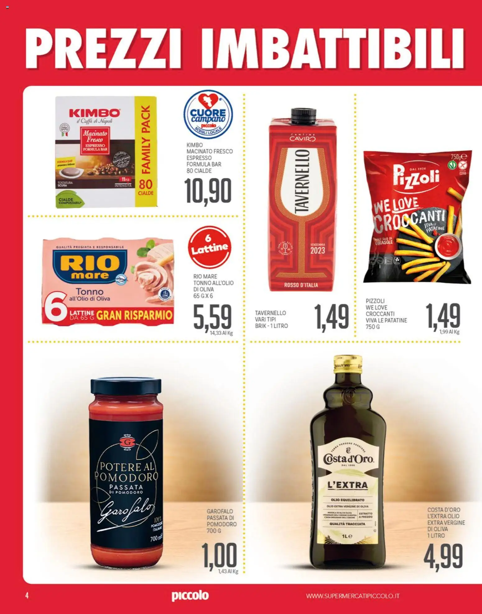 Volantino Piccolo del 09.01.2026 | Pagina: 4 | Prodotti: Patatine, Pomodoro, Olio, Olio extra vergine