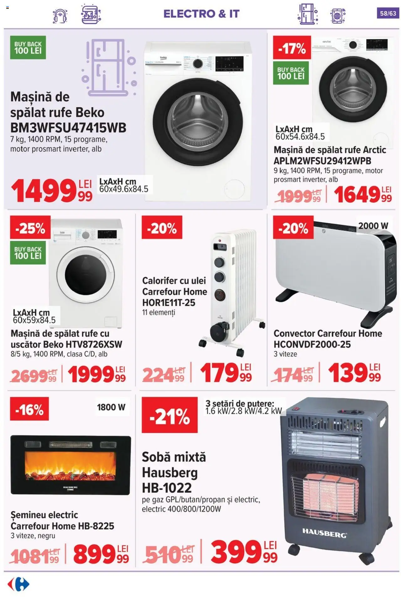 Noul catalog Carrefour – valabil de la 01.10.2025 | Pagină: 59 | Produse: Uscător, Sobă, Șemineu, Ulei