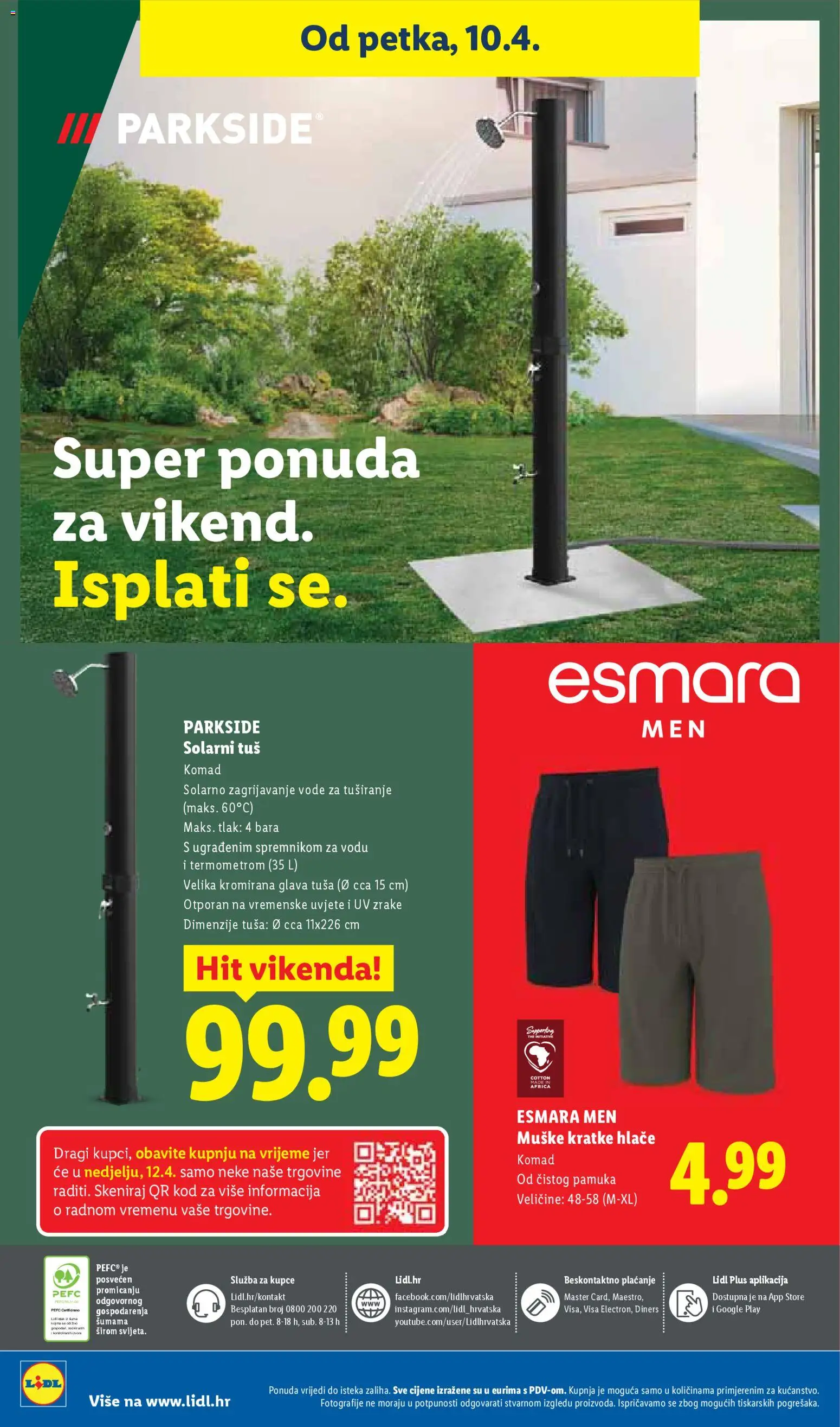 Lidl katalog | vrijedi od 07.04.2026 | Stranica: 72 | Proizvodi: Tuš, Hlače, Kratke hlače, Parkside